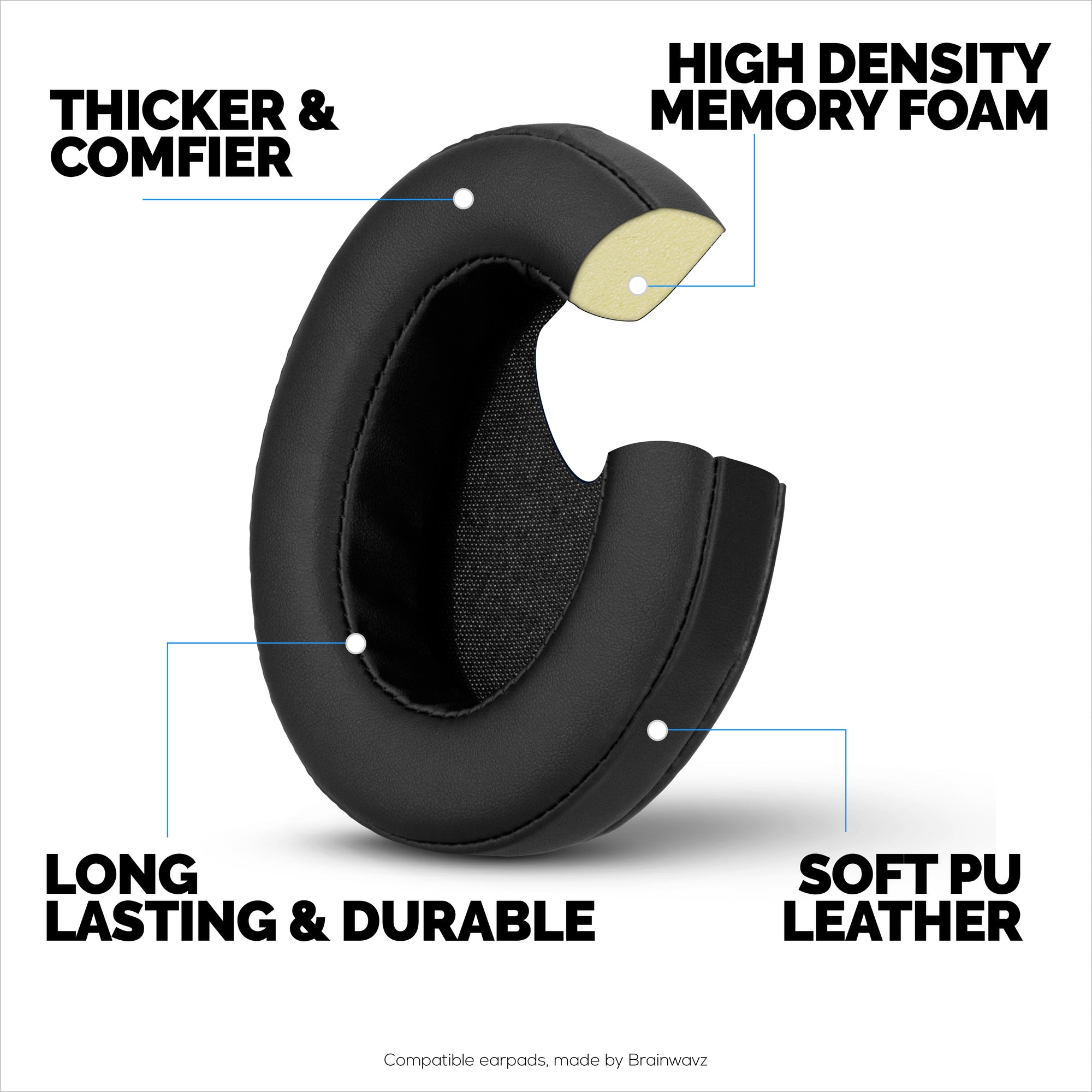 Thick Upgraded Earpads for Steelseries Arctis Nova Pro Wireless, Nova Pro Omni &amp; Nova Elite Headphones - Memory Foam with PU Leather