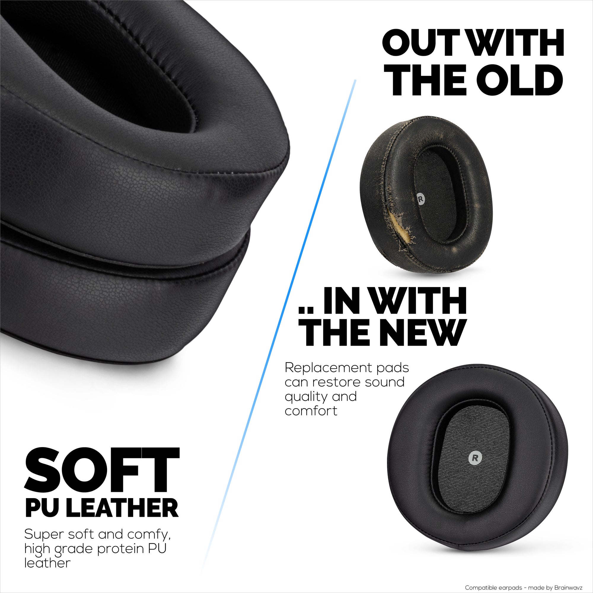 Replacement Angled Earpads for Audeze Maxwell (GEN 1) Headsets Soft PU Leather with High Grade Memory Foam