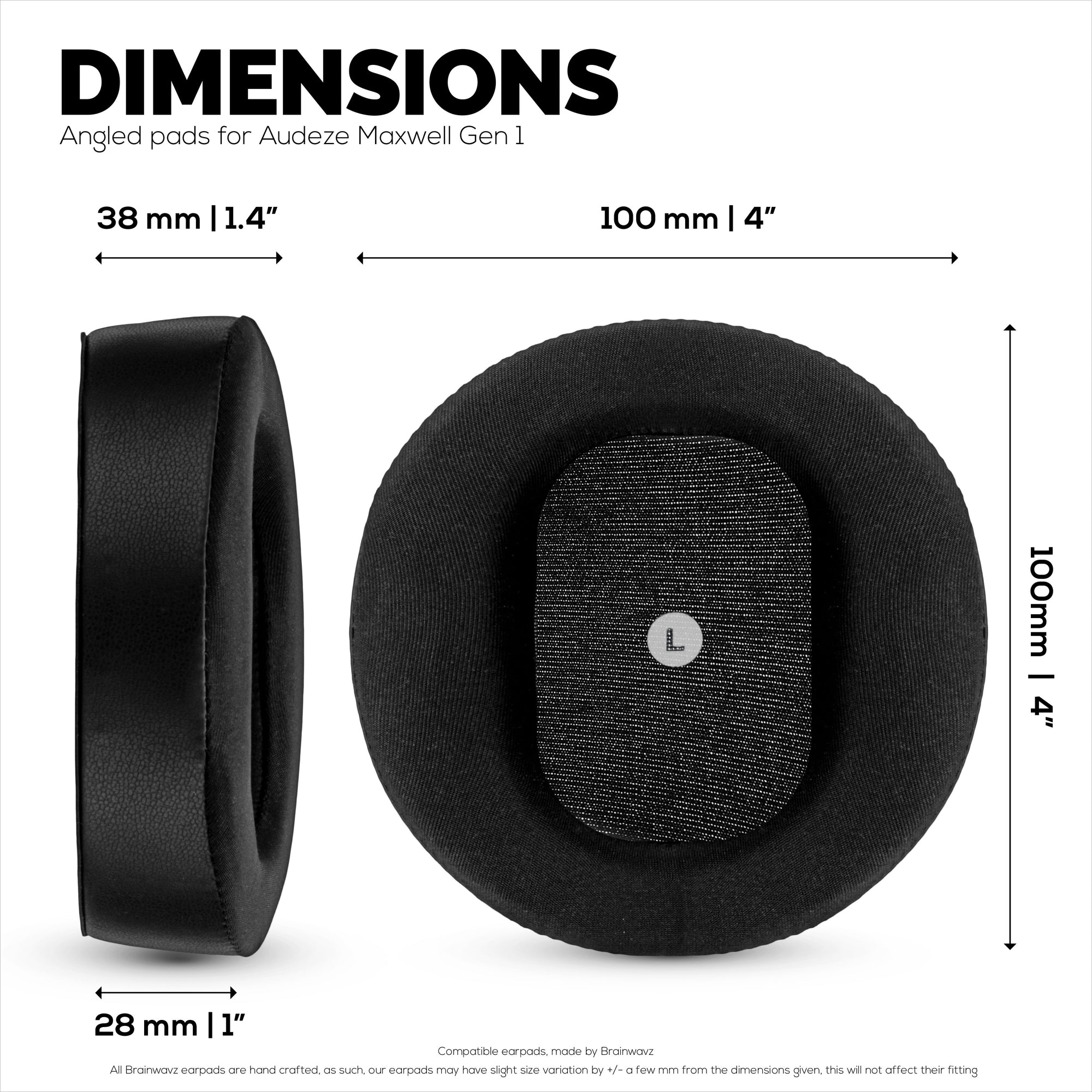 Hybrid Replacement Angled Earpads for Audeze Maxwell (GEN 1) Headsets, Soft Gel, Silky Soft Breathable Fabric w/ PU Leather &amp; Memory Foam
