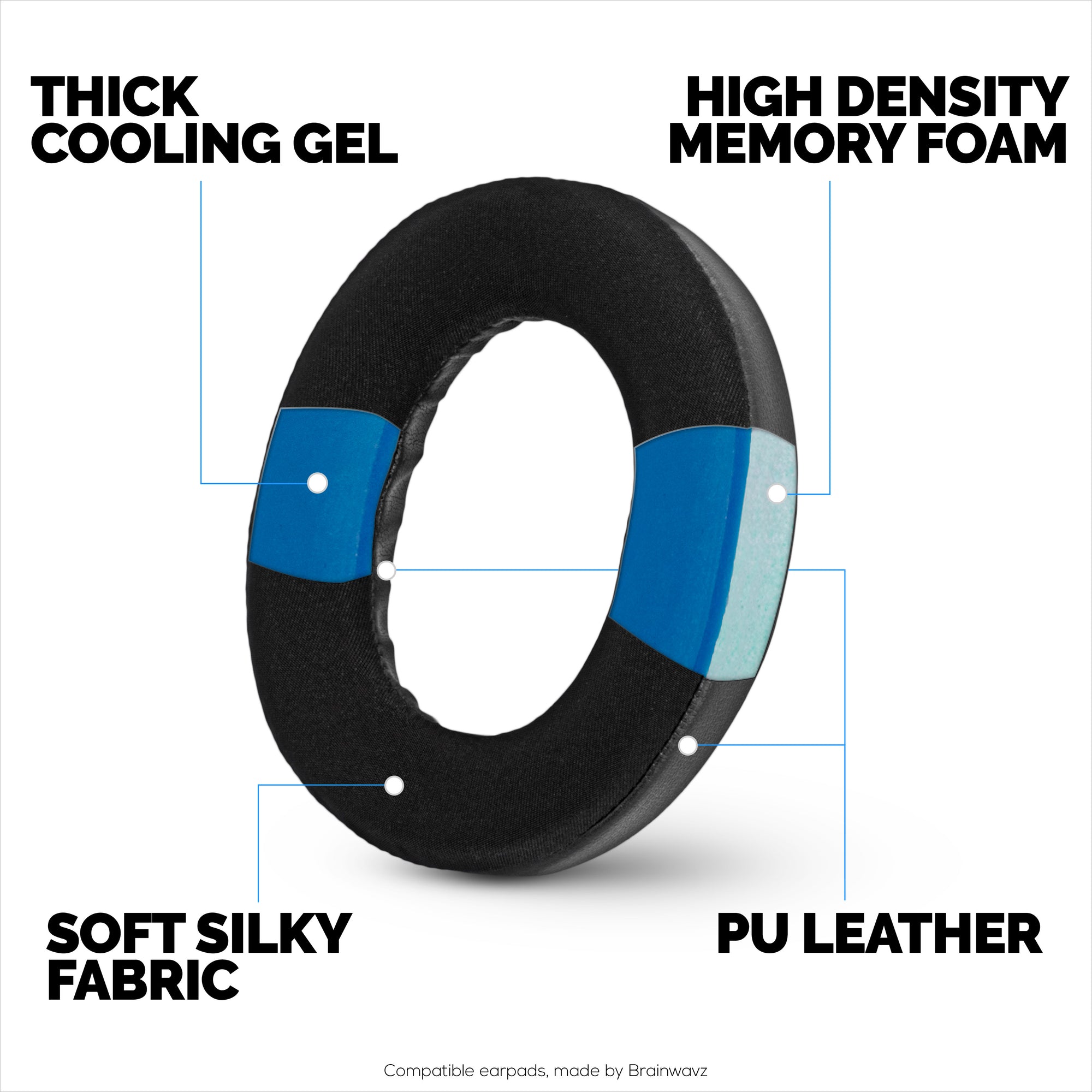 Hybrid Earpads for BOSE QC Ultra Gen 1 &amp; Gen 2 Wireless Headsets. Cooling Gel Gaming Cushions with Super Soft Fabric &amp; Thick Memory Foam