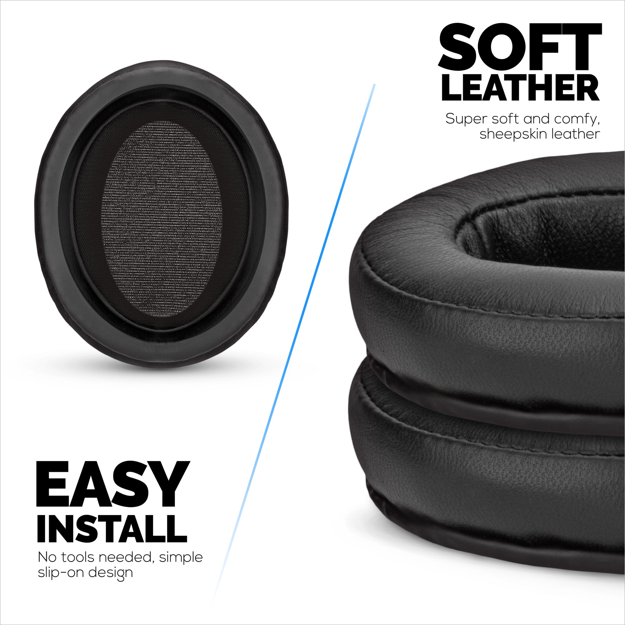 Replacement Earpads for Sennheiser Momentum 2 Headphones - Soft Real Leather + Memory Foam for Extra Comfort