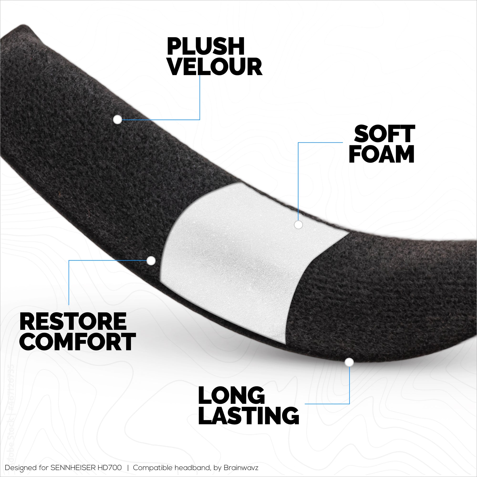 طوق رأس بديل من المخمل الناعم لسماعات سينهايزر HD700 - وسادة علوية للسماعة - سهلة التركيب، لاستعادة الراحة والملاءمة