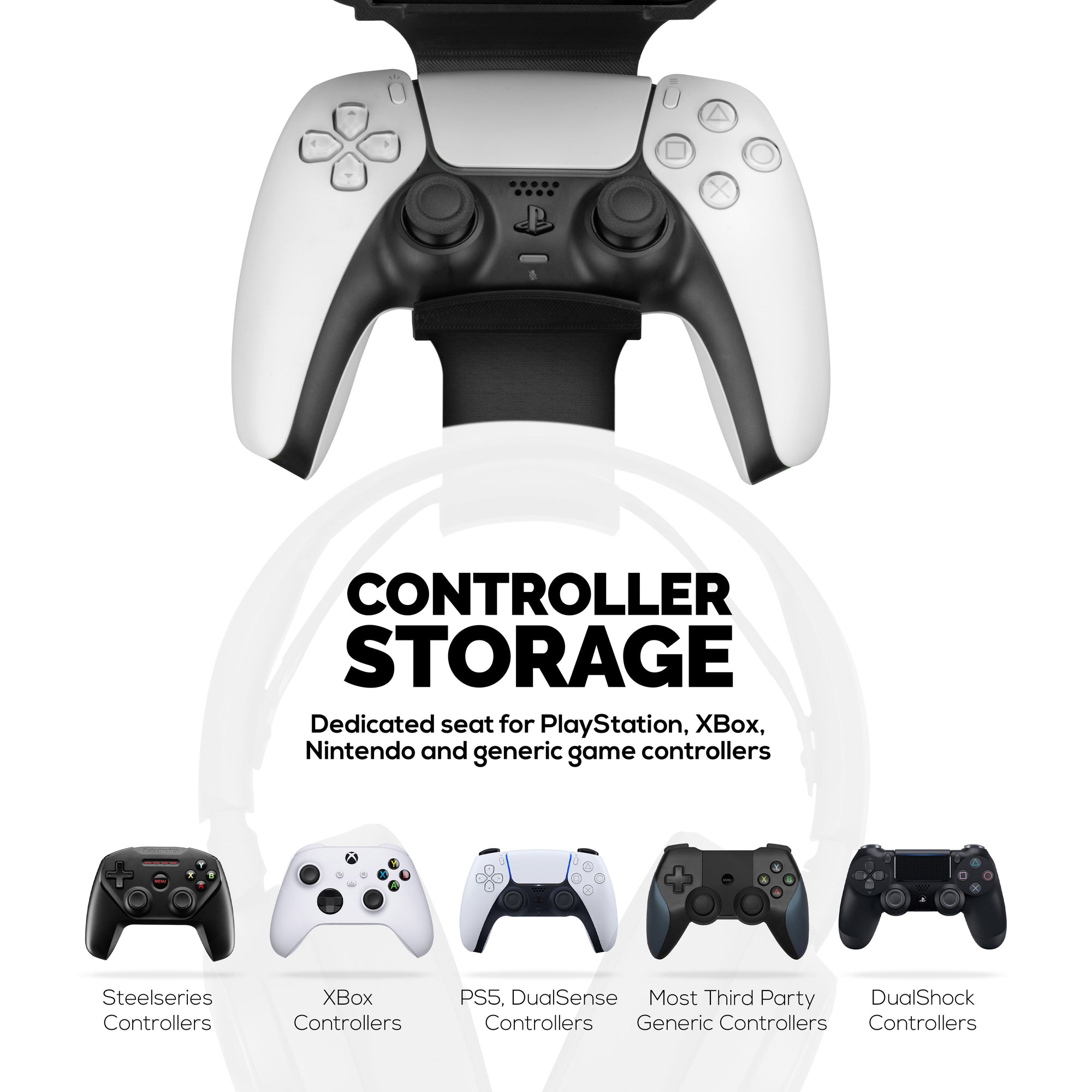 Under Mount Game Controller &amp; Headset Hanger for SteelSeries Arctis Nova Pro Wireless, Nova Elite &amp; Pro Omni + Base Station Dock