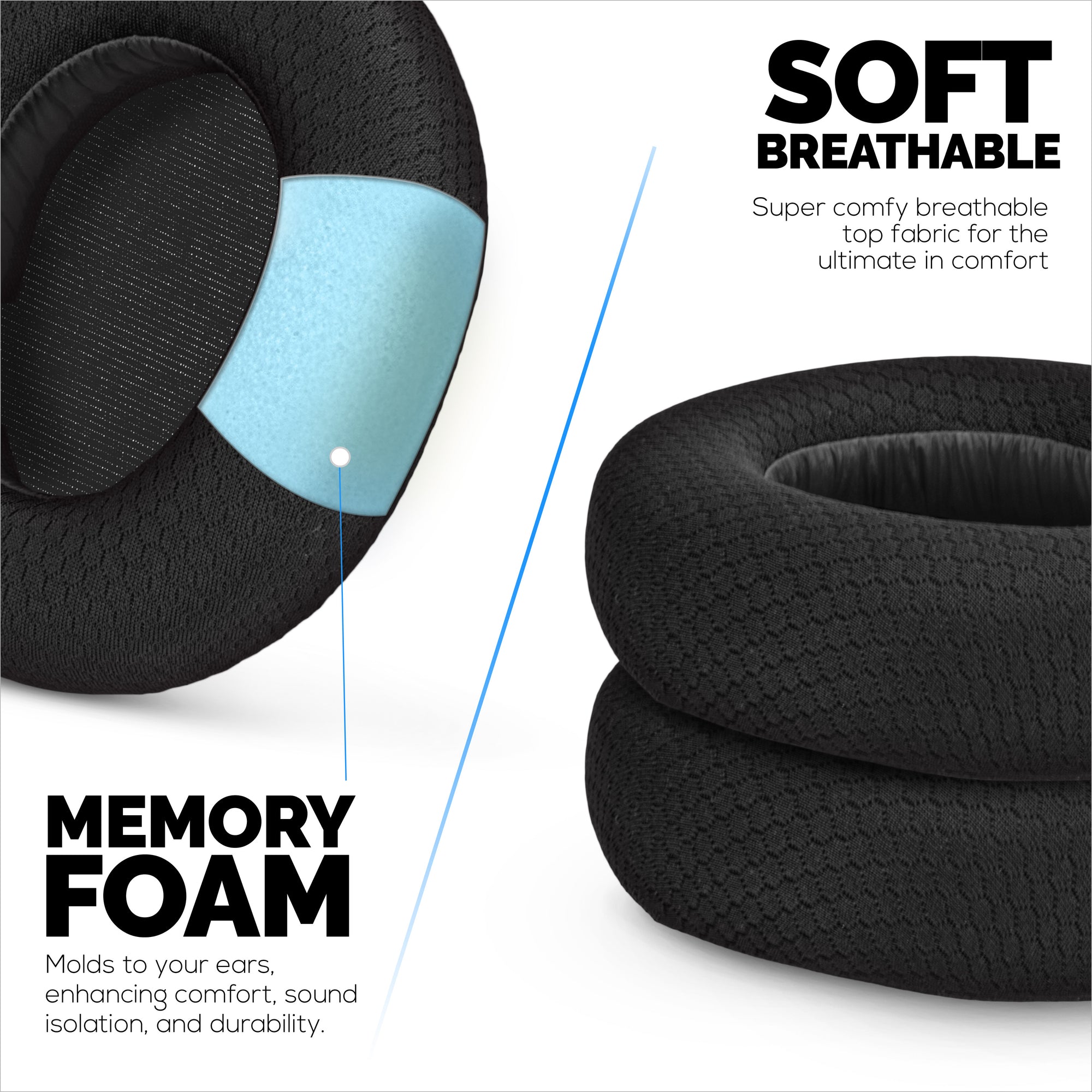 Fabric Earpads for Steelseries Arctis Nova Pro Wireless, Nova Pro Omni &amp; Nova Elite Headsets, Breathable Mesh Fabric &amp; High-Grade Memory Foam