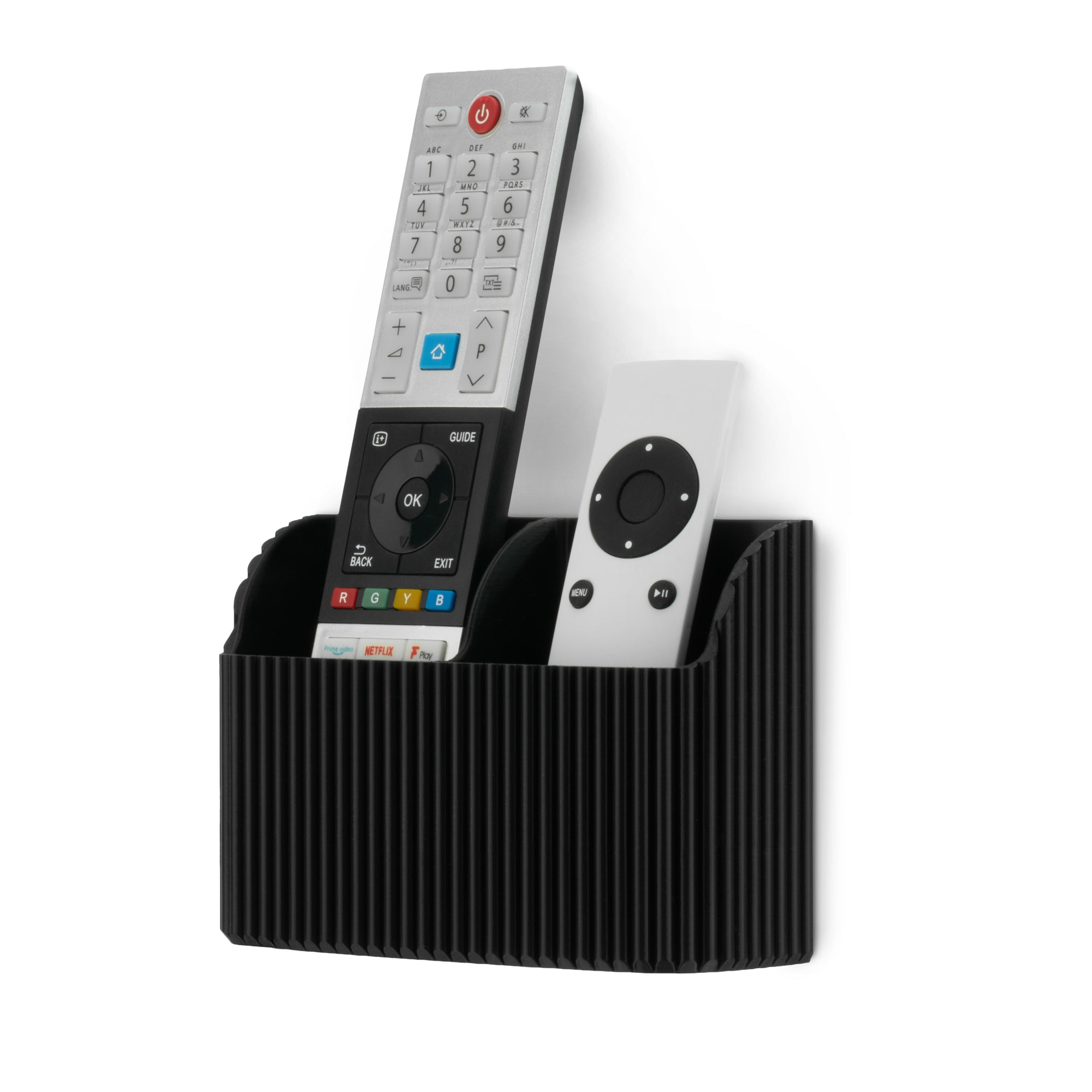 Adhesive Remote Control Wall Mount Holder, Stylish Fluted Design, Easy To Install, For TV, Air Con, Lighting Remotes &amp; Storage for Stationary, Pens &amp; More