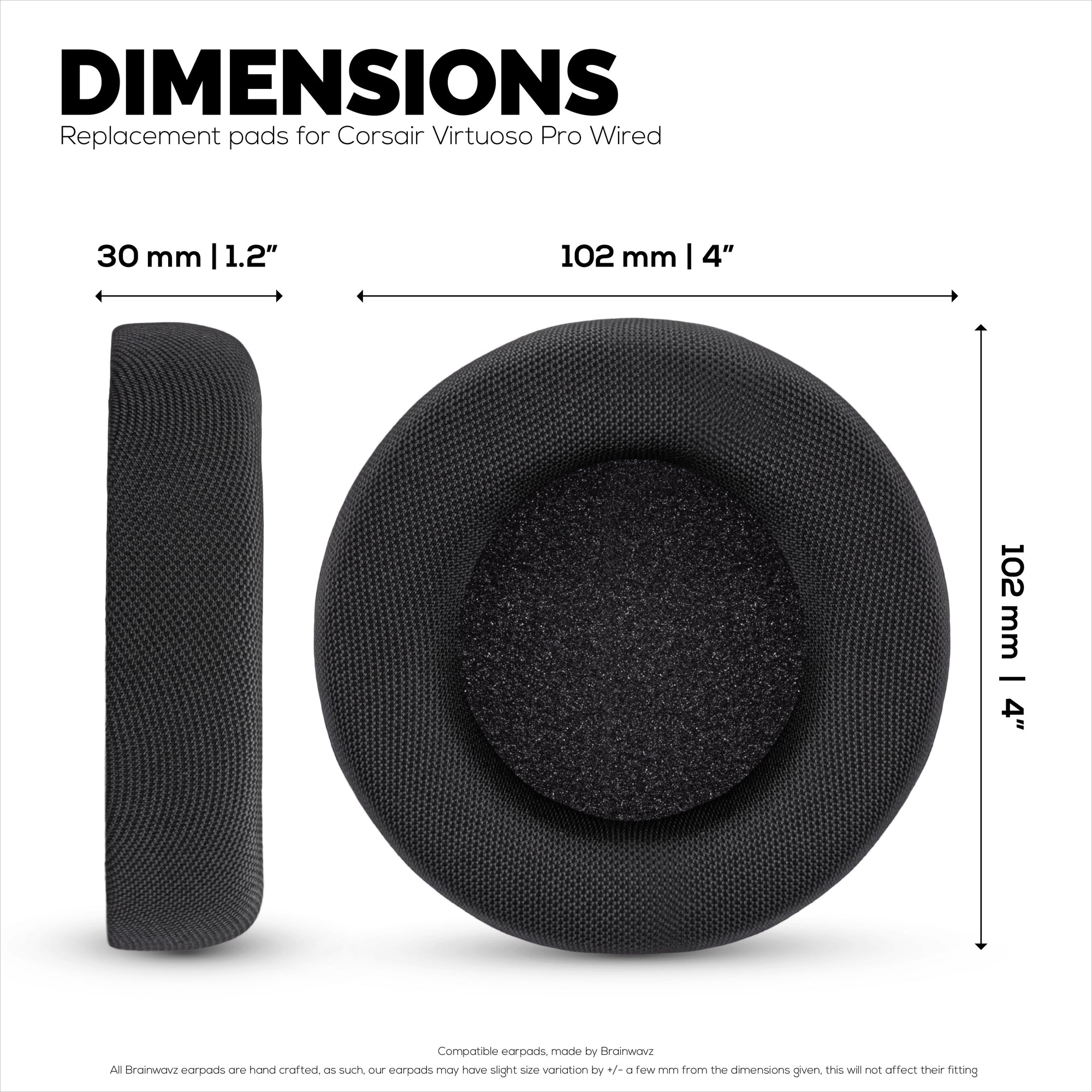 Mesh Fabric Earpads for Corsair Virtuoso PRO Wired Headset, Breathable Mesh Fabric - Soft Memory Foam