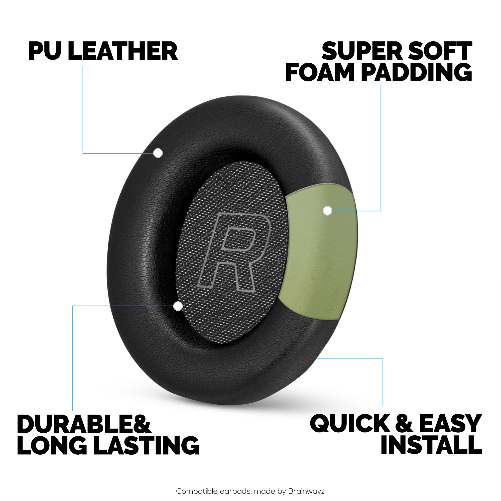 Replacement Earpads for HyperX Cloud Mix 2 Wireless Over-Ear Headphones. High Grade Protein PU Leather with Soft Foam for Extra Comfort &amp; Durability