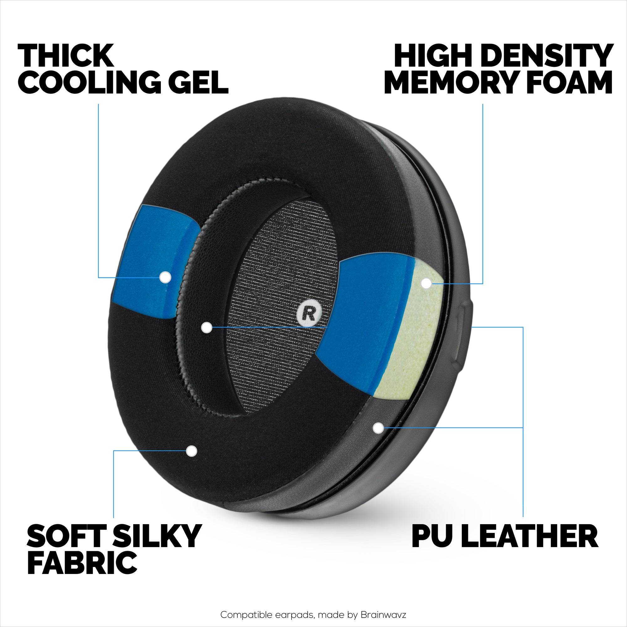 Hybrid Earpads for HyperX Cloud Orbit S, Audeze Penrose, Audeze Penrose X &amp; Audeze Mobius Headsets, Cooling Gel, Super Soft Fabric &amp; Thicker Memory Foam