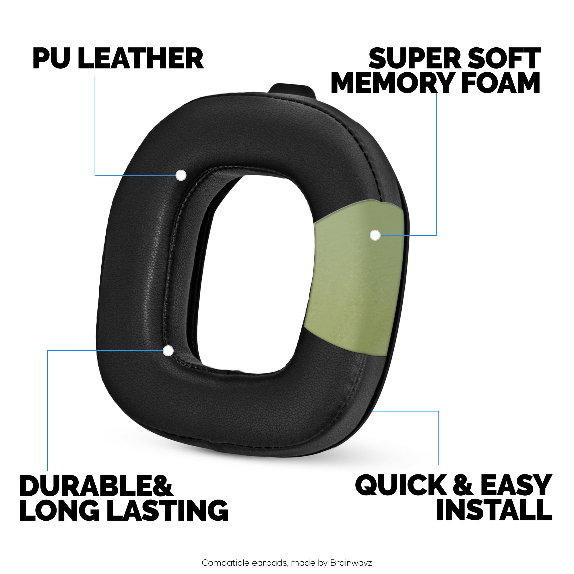 Replacement Earpads for Logitech Astro A50 GEN4 , A50 GEN5 and A50X Headsets. Soft PU Leather with High Grade Memory Foam