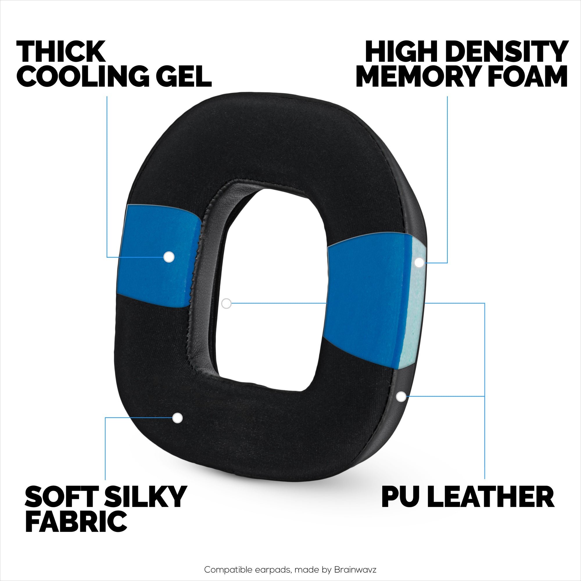Hybrid Earpads for Logitech Astro A50 GEN4, A50 GEN5 and A50X Headsets. Cooling Gel Gaming Cushions with Super Soft Fabric &amp; Thick Memory Foam