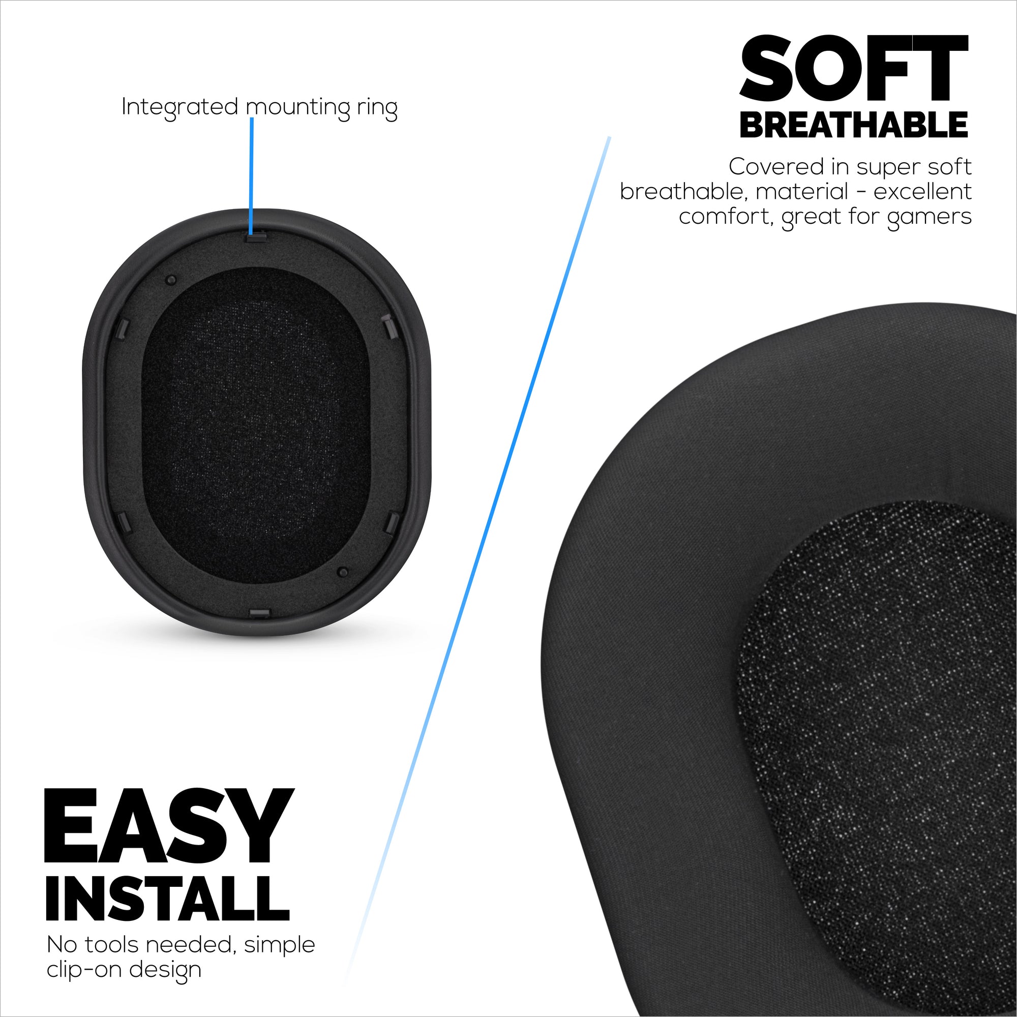 Hybrid Replacement Earpads for Razer Blackshark V2 Pro 2023 Headsets Headsets, Cooling Gel, Soft Fabric, PU Leather &amp; Memory Foam
