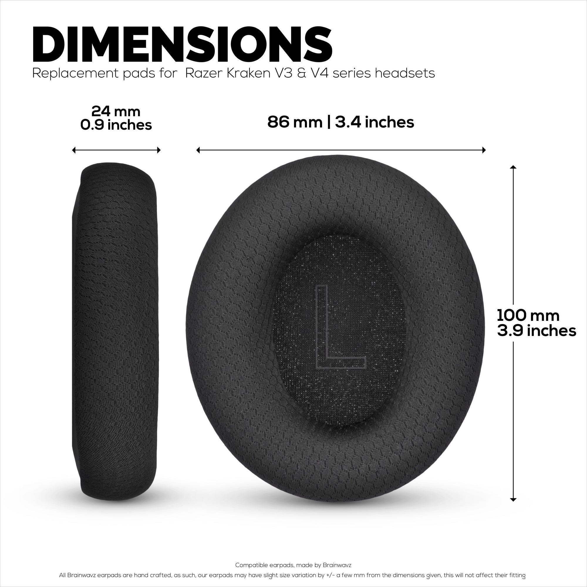 Replacement Earpads for Razer Kraken V4/ V4 Pro, V4 X Gaming, V3/ V3 Pro, V3 X, Kitty V3 Pro, Kitty V3 X Headsets Soft PU Leather with Memory Foam