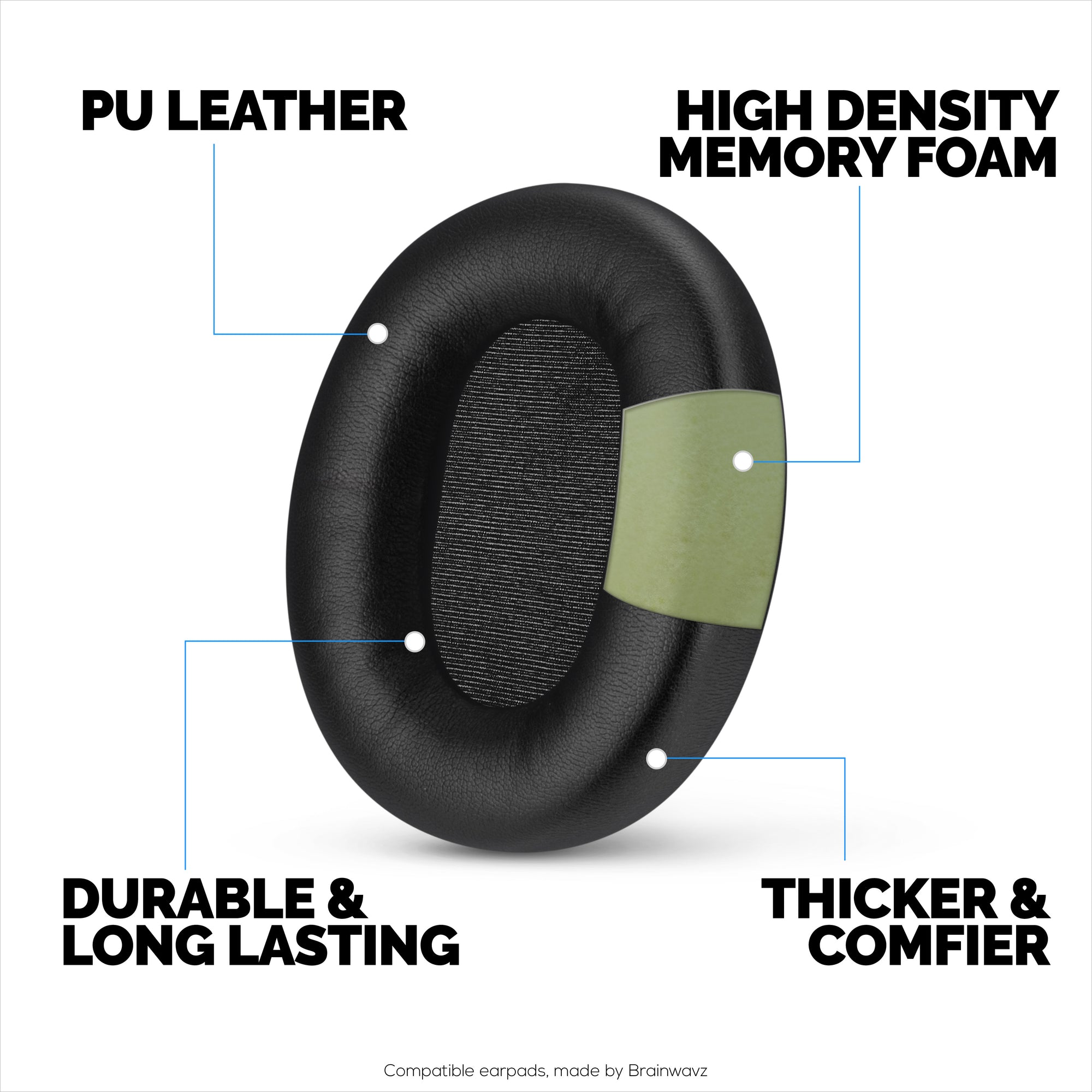 Replacement Earpads for Skullcandy Crusher ANC 2 Headsets. Soft PU Leather with High Grade Memory Foam for Extra Comfort &amp; Durability