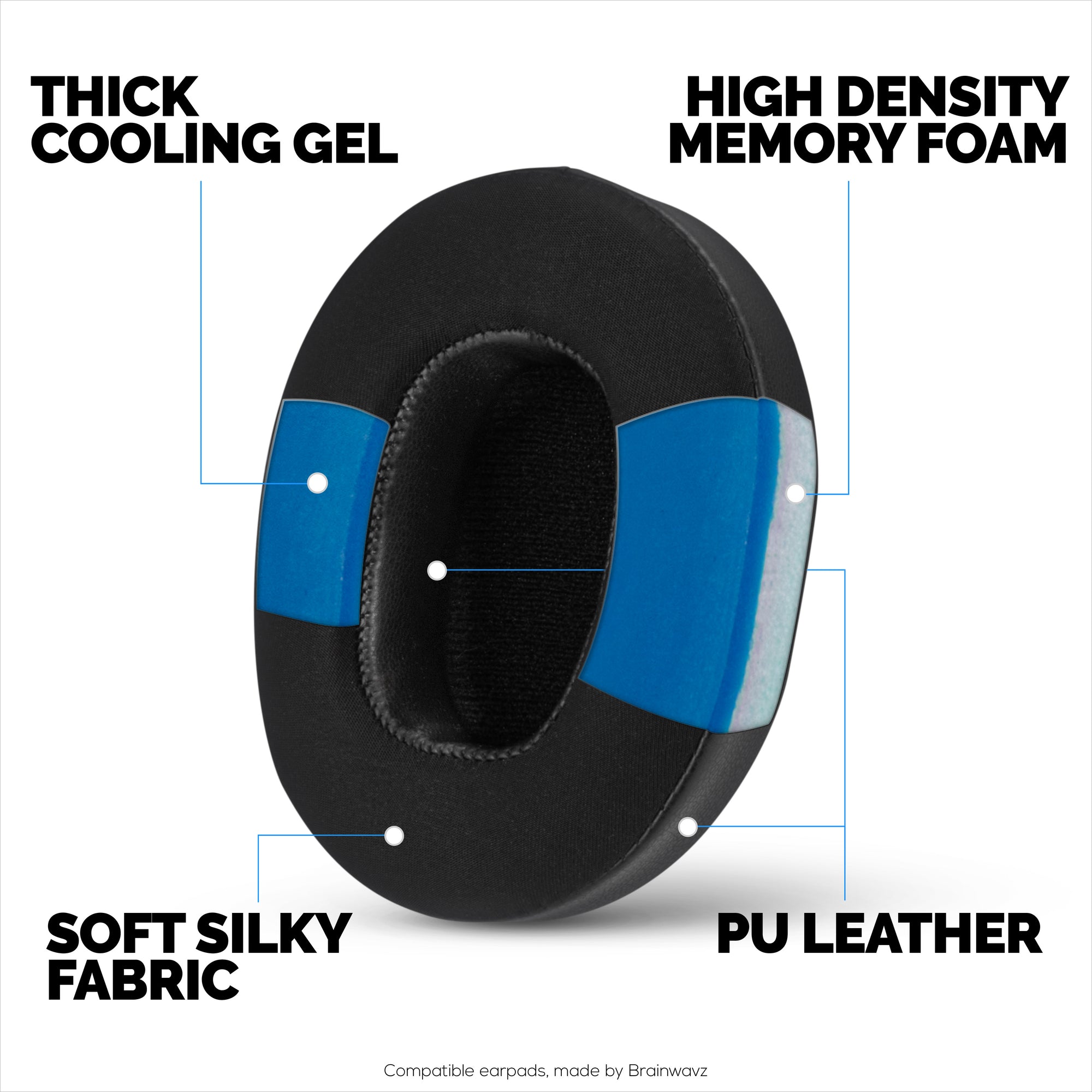 Hybrid Earpads for Skullcandy Crusher Wireless, Hesh 3/ANC/EVO, Venue ANC &amp; More. Cooling Gel Gaming Cushions with Super Soft Fabric &amp; Thick Memory Foam