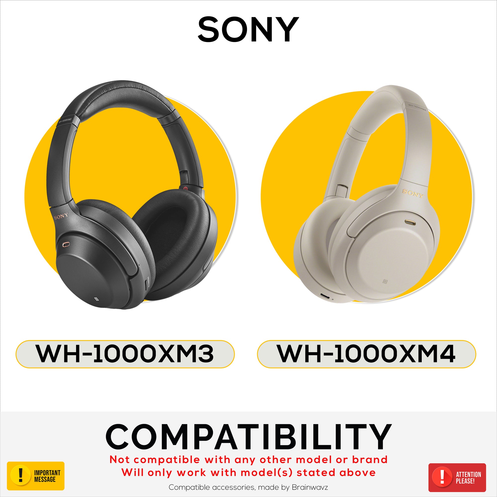 Silicone Protective Cover Set for Sony WH-1000XM3 &amp; WH1000XM4 - Headband &amp; Earpad Covers – Sweatproof, Dustproof, Non-Slip &amp; Easy to Install