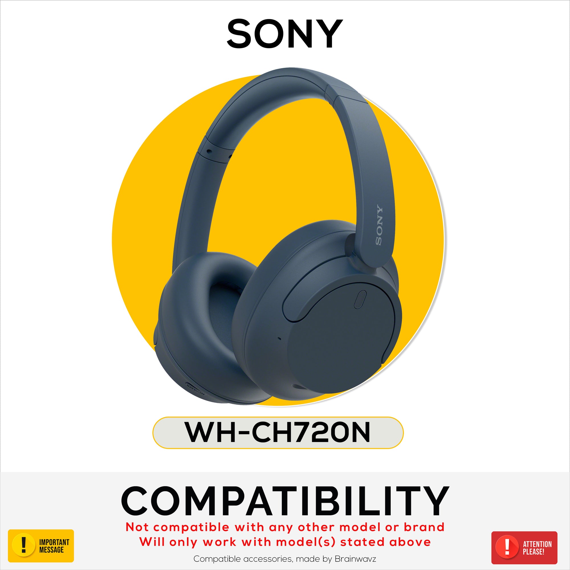 Silicone Protective Cover Set for Sony WH-CH720N - Headband &amp; Earpad Covers – Sweatproof, Dustproof, Non-Slip &amp; Easy to Install
