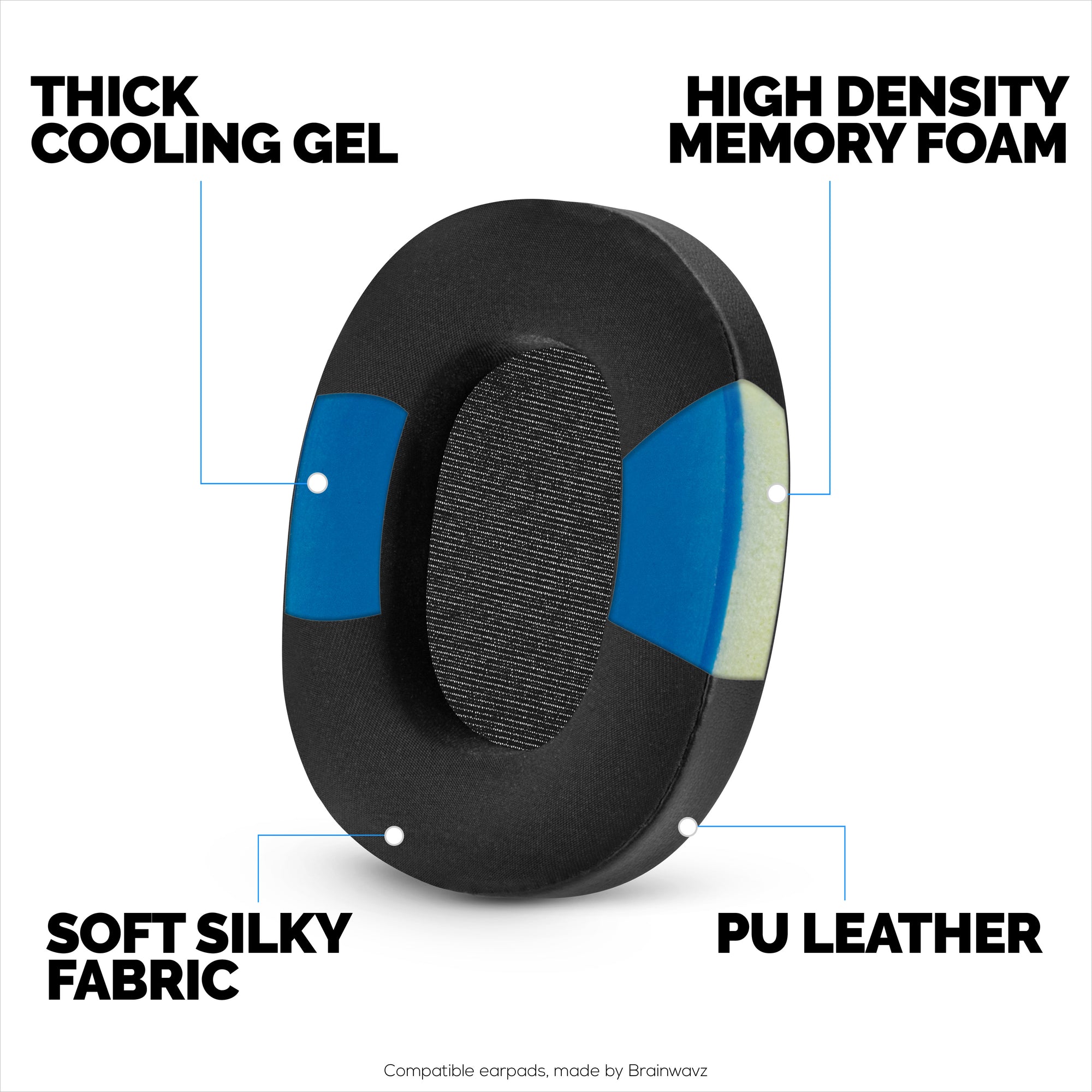 Hybrid Earpads for Sony WH-1000XM6 Headphones - Cooling Gel Gaming Cushions with Super Soft Fabric &amp; Thick Memory Foam