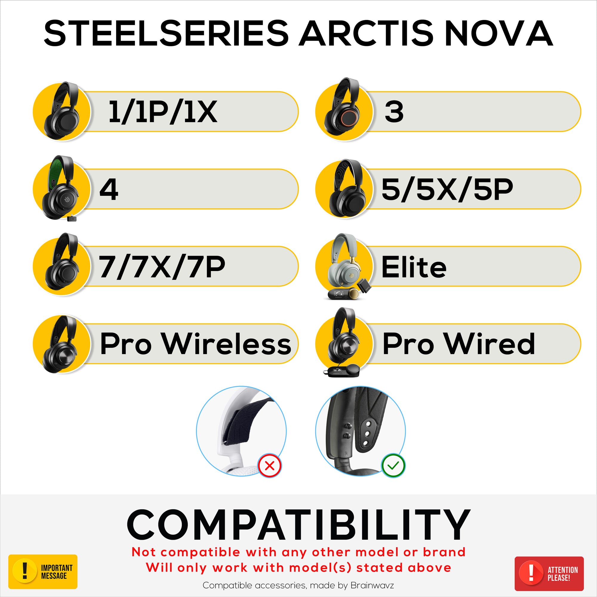 Replacement Headband for SteelSeries Arctis Nova 7P &amp; 7X &amp; More – Cotton-Rich Elastic Suspension Band with 3 Size Settings