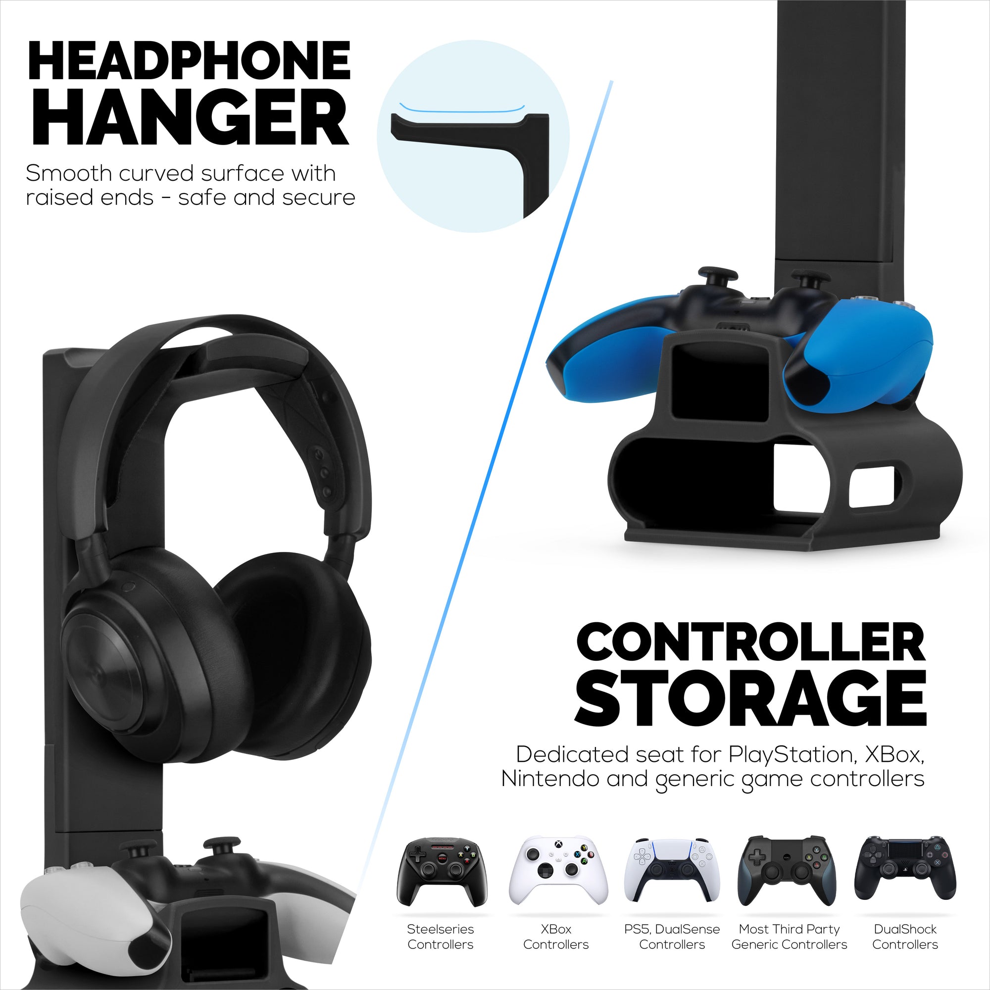 Headphone &amp; Game Controller Stand Designed for Steelseries Arctis Nova Pro Wireless, Nova Pro Omni &amp; Nova Elite Headsets with Dock for the Wireless Base Station