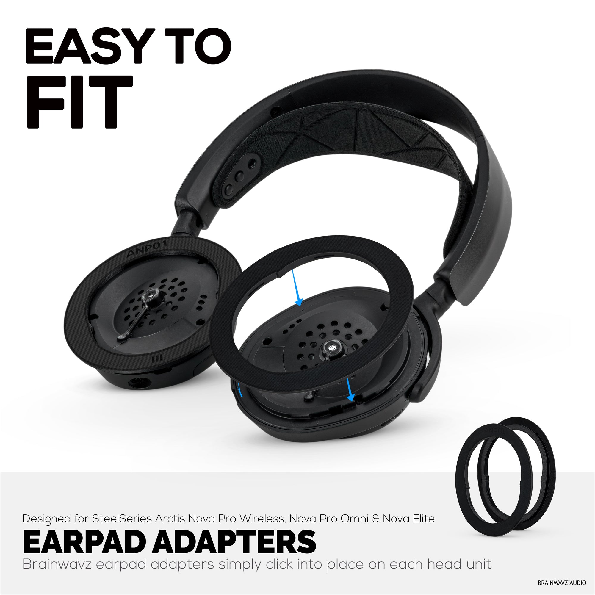 Earpads Adapter Ring For Steelseries Arctis Nova Pro Wireless, Nova Pro Omni &amp; Nova Elite Headsets - For Use With Brainwavz Oval, ProStock &amp; SteelSeries Earpads