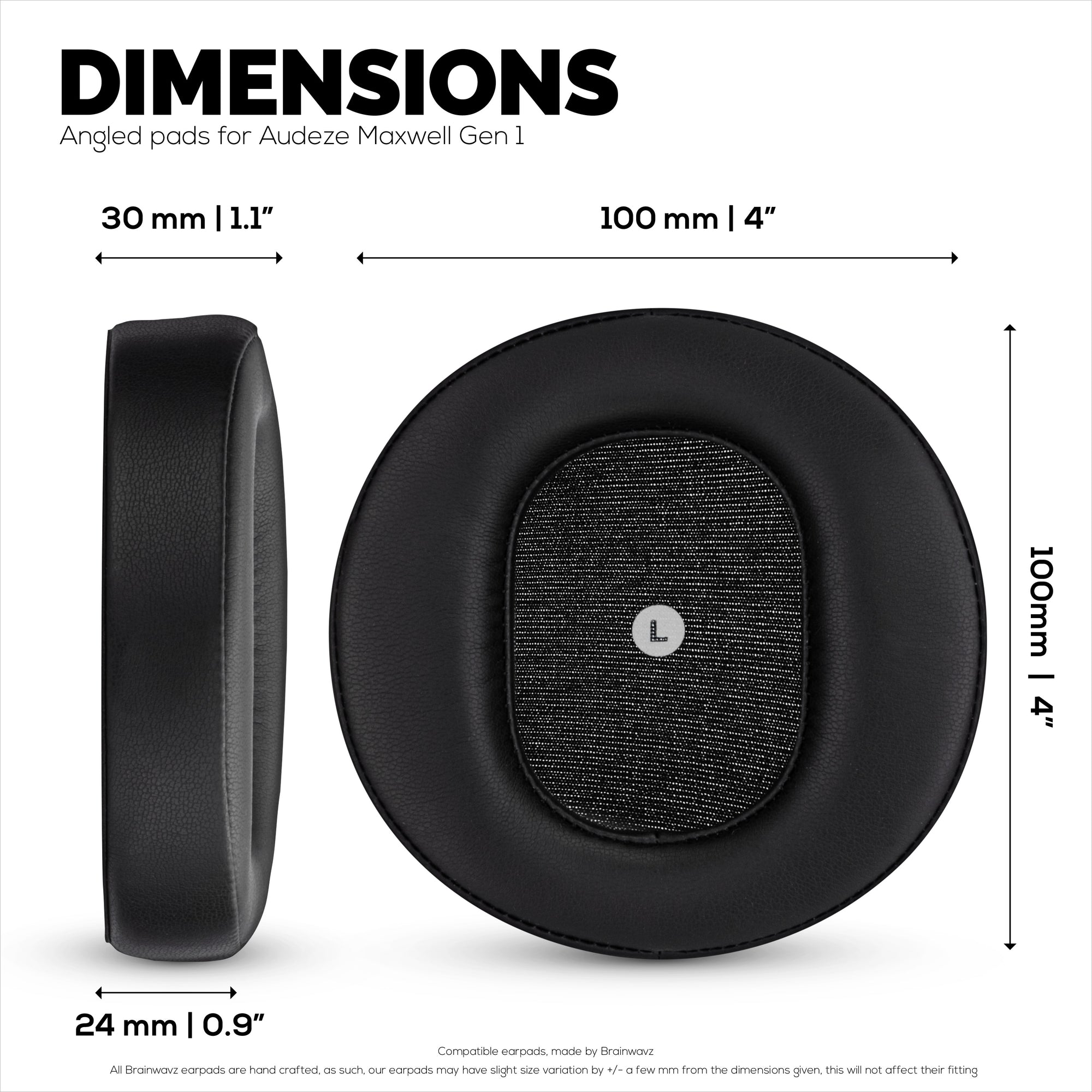 Replacement Angled Earpads for Audeze Maxwell (GEN 1) Headsets Soft PU Leather with High Grade Memory Foam