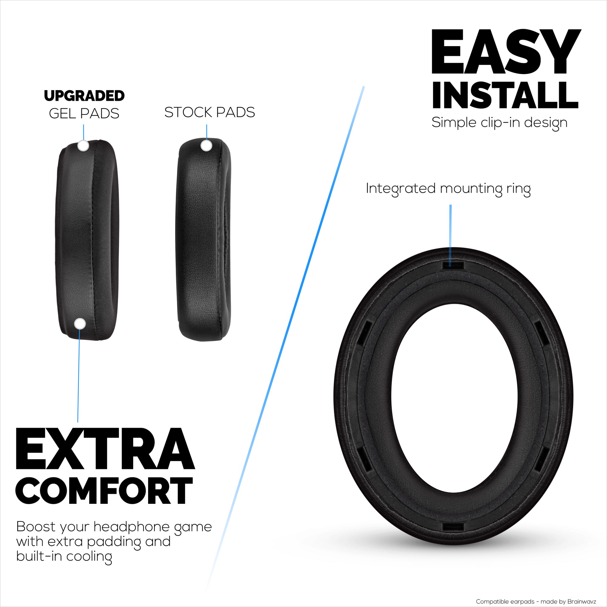 Hybrid Replacement Earpads for Sennheiser Momentum 4 Headphones, Soft Cooling Gel, Silky Soft Breathable Fabric w/ PU Leather &amp; Memory Foam