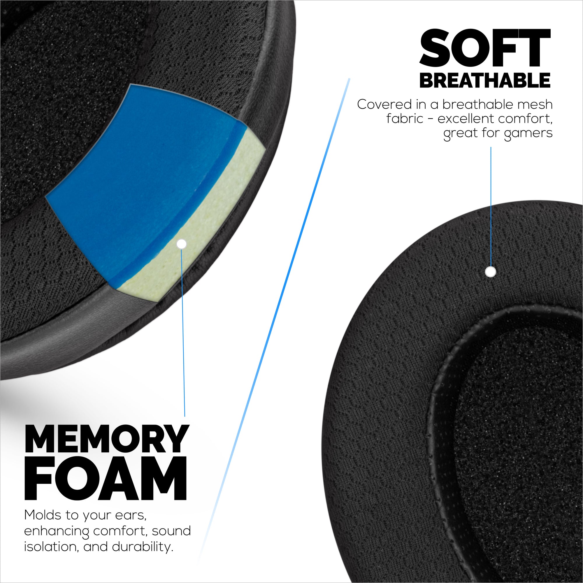 Hybrid Replacement Earpads for Steelseries Arctis Nova Series 1/P/X 3 5/P/X 7/P/X PRO &amp; PRO for XBox Headset, Soft Gel, Breathable Fabric w/ PU Leather &amp; Memory Foam