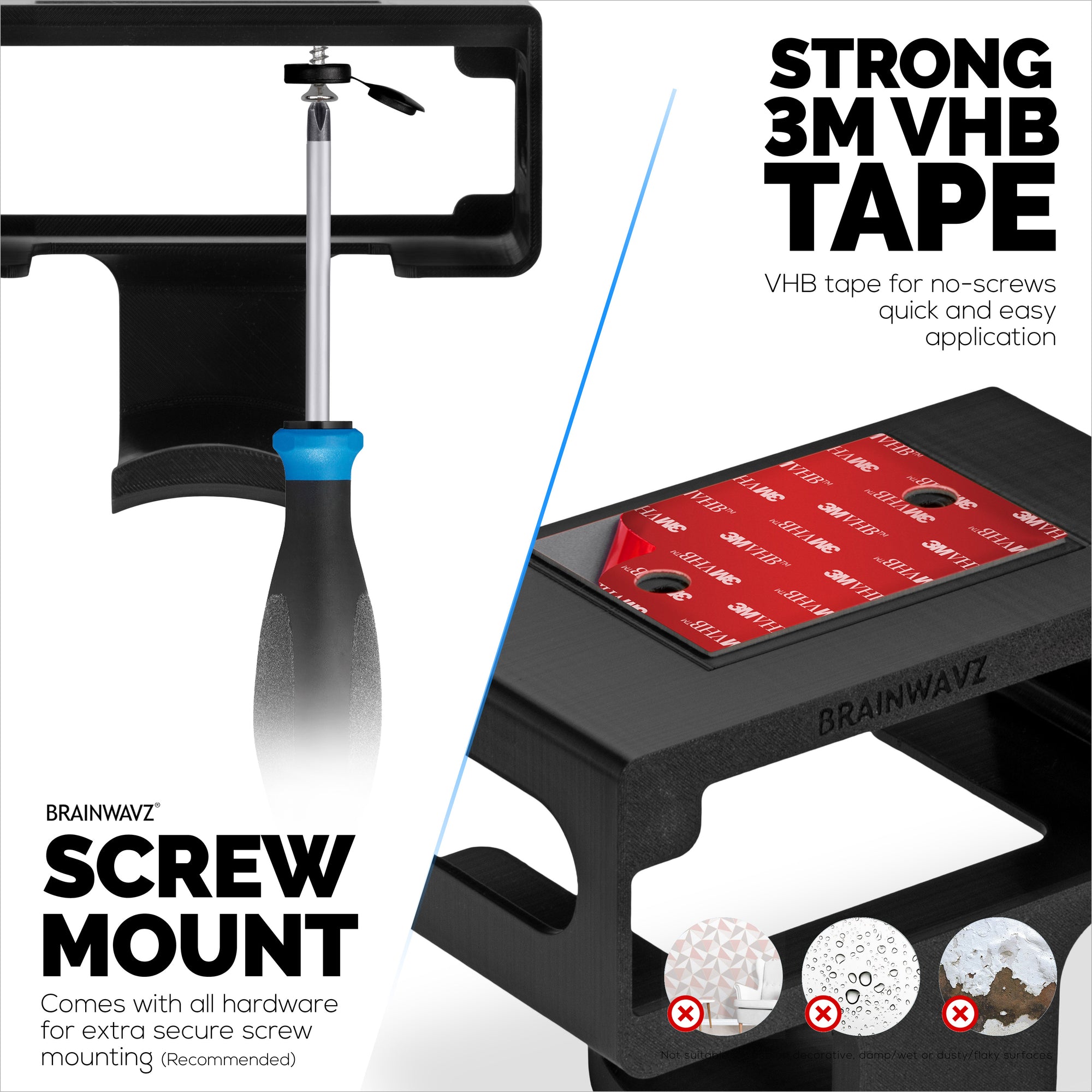 Under Desk Mounting Bracket Headphone Hanger Compatible with Focusrite Scarlett Solo Gen 4 - Space Saving Dock, Easy to Install, Adhesive &amp; Screw-In, Reduce Clutter, Free Desktop Space
