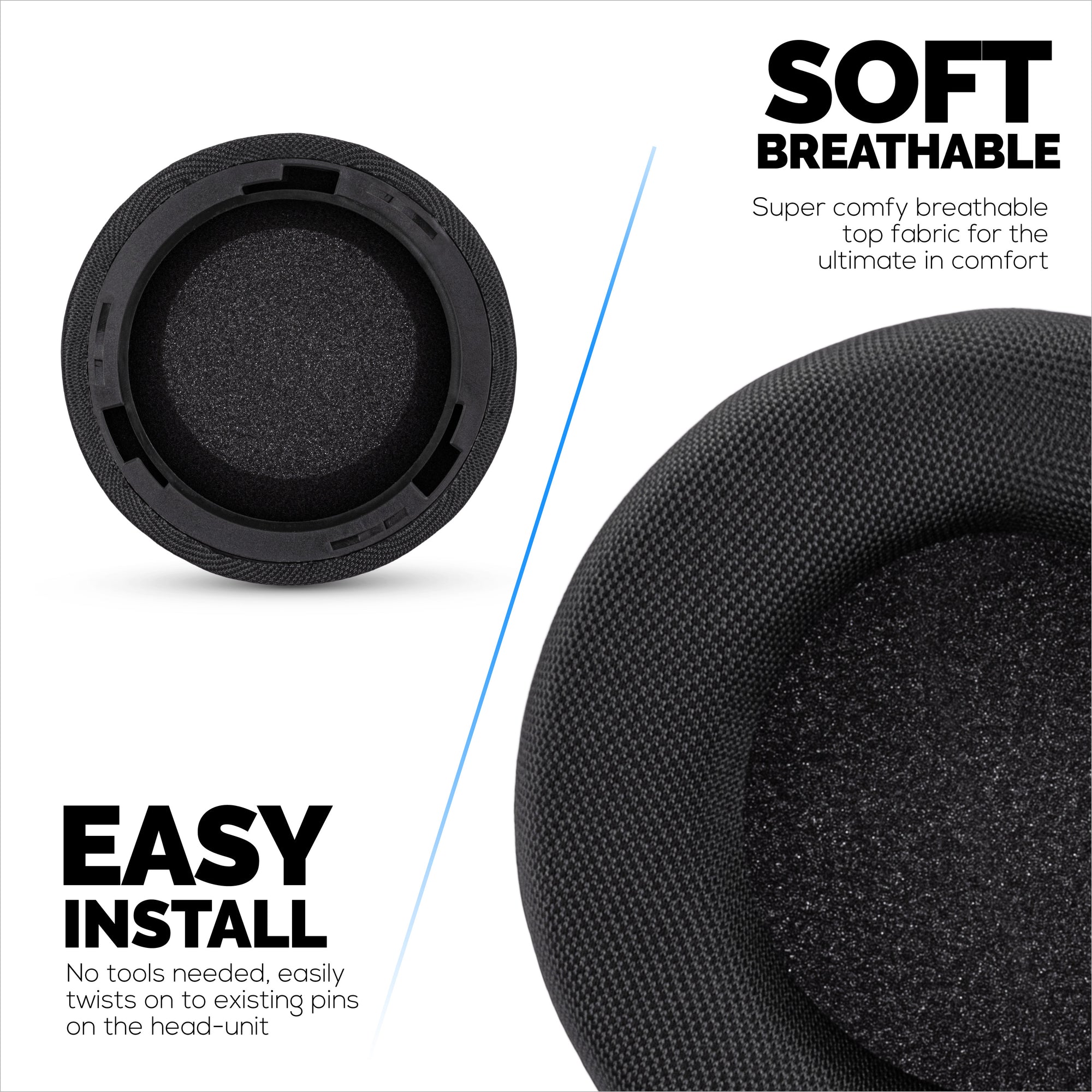 Mesh Fabric Earpads for Corsair Virtuoso PRO Wired Headset, Breathable Mesh Fabric - Soft Memory Foam