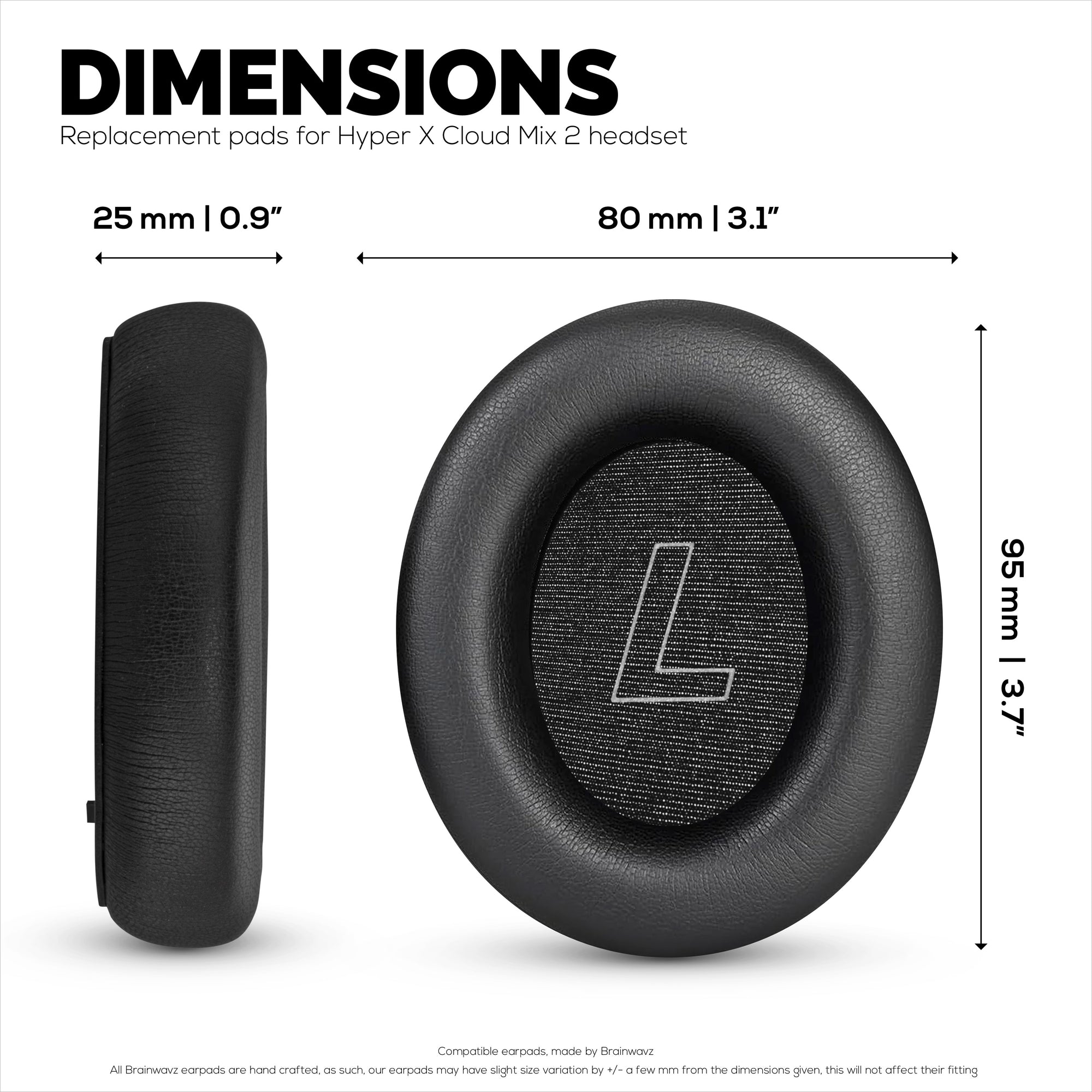 Replacement Earpads for HyperX Cloud Mix 2 Wireless Over-Ear Headphones. High Grade Protein PU Leather with Soft Foam for Extra Comfort &amp; Durability