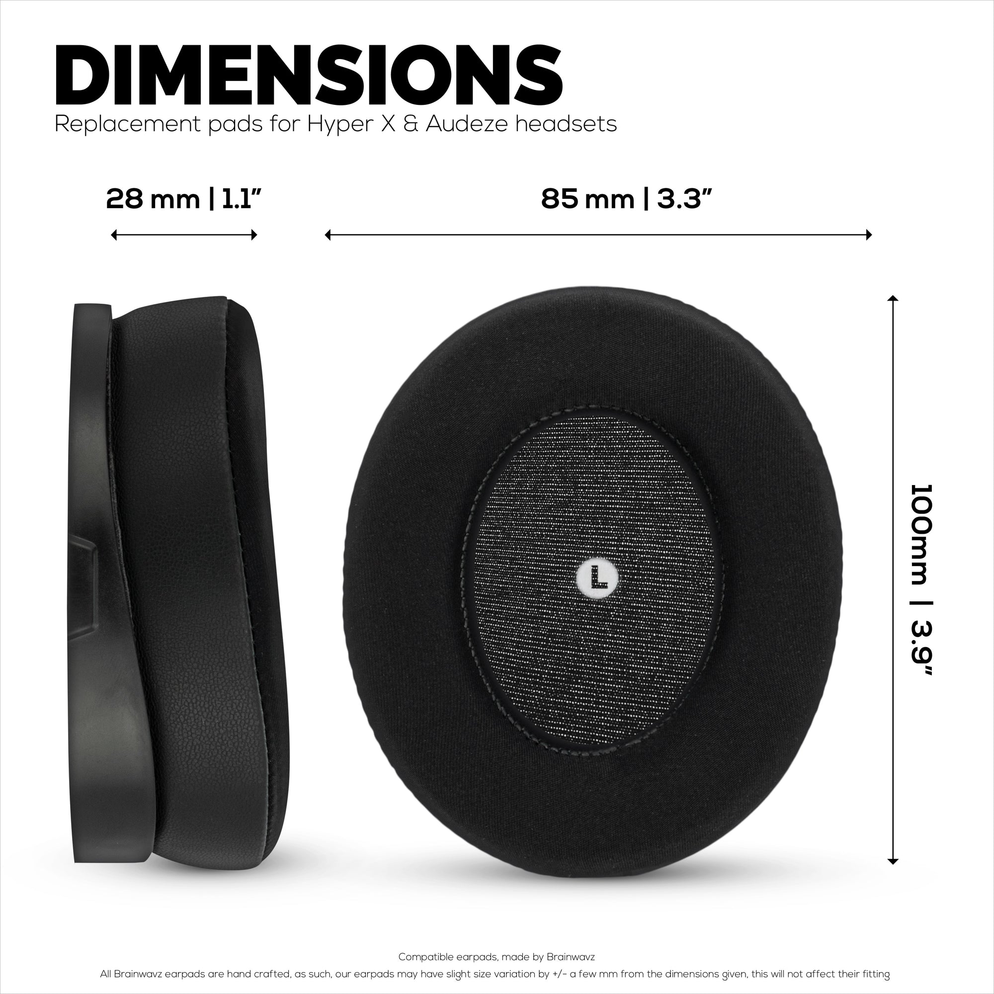 Hybrid Earpads for HyperX Cloud Orbit S, Audeze Penrose, Audeze Penrose X &amp; Audeze Mobius Headsets, Cooling Gel, Super Soft Fabric &amp; Thicker Memory Foam