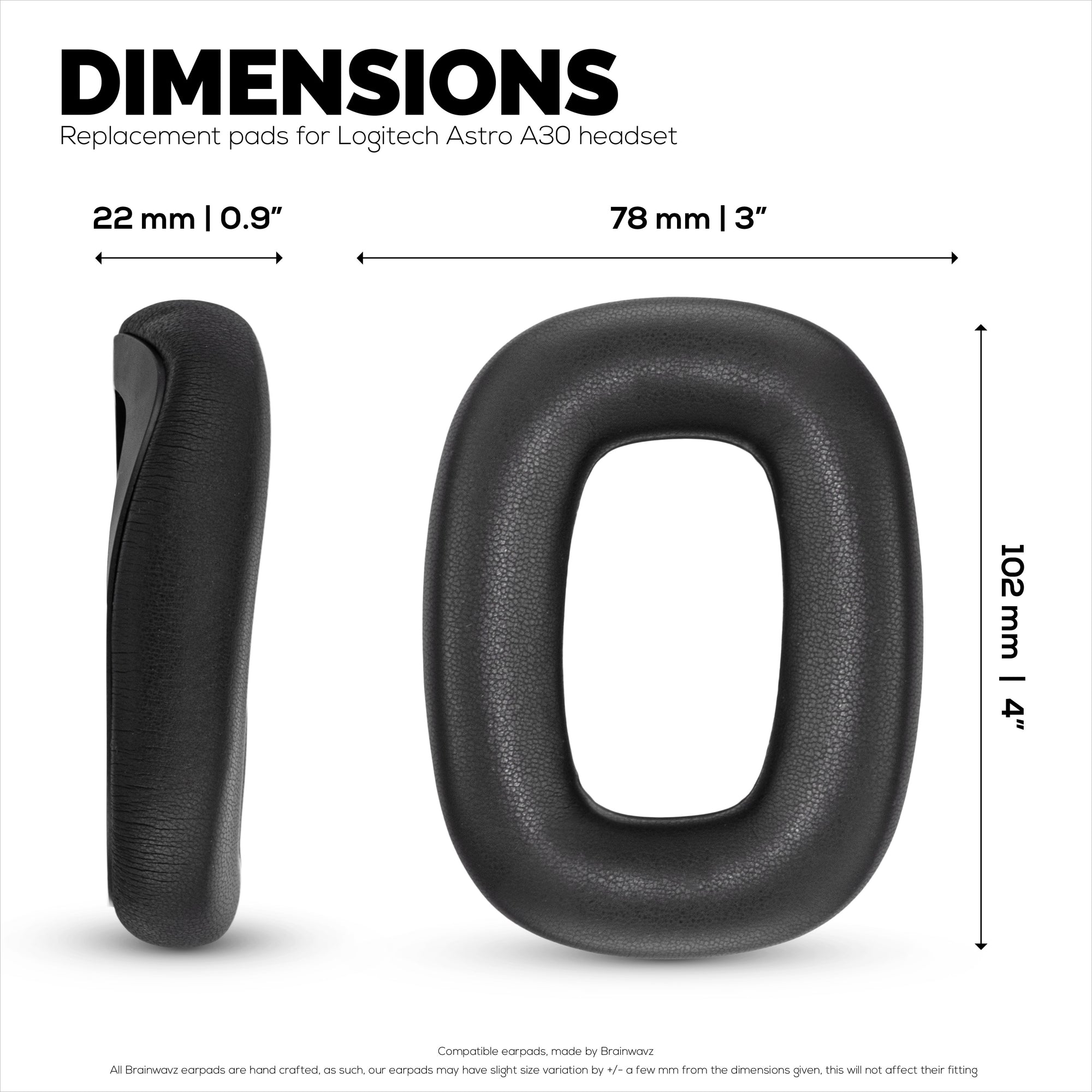 Replacement Earpads for Logitech Astro A30 Headsets. Soft PU Leather with High Grade Memory Foam for Extra Comfort &amp; Durability