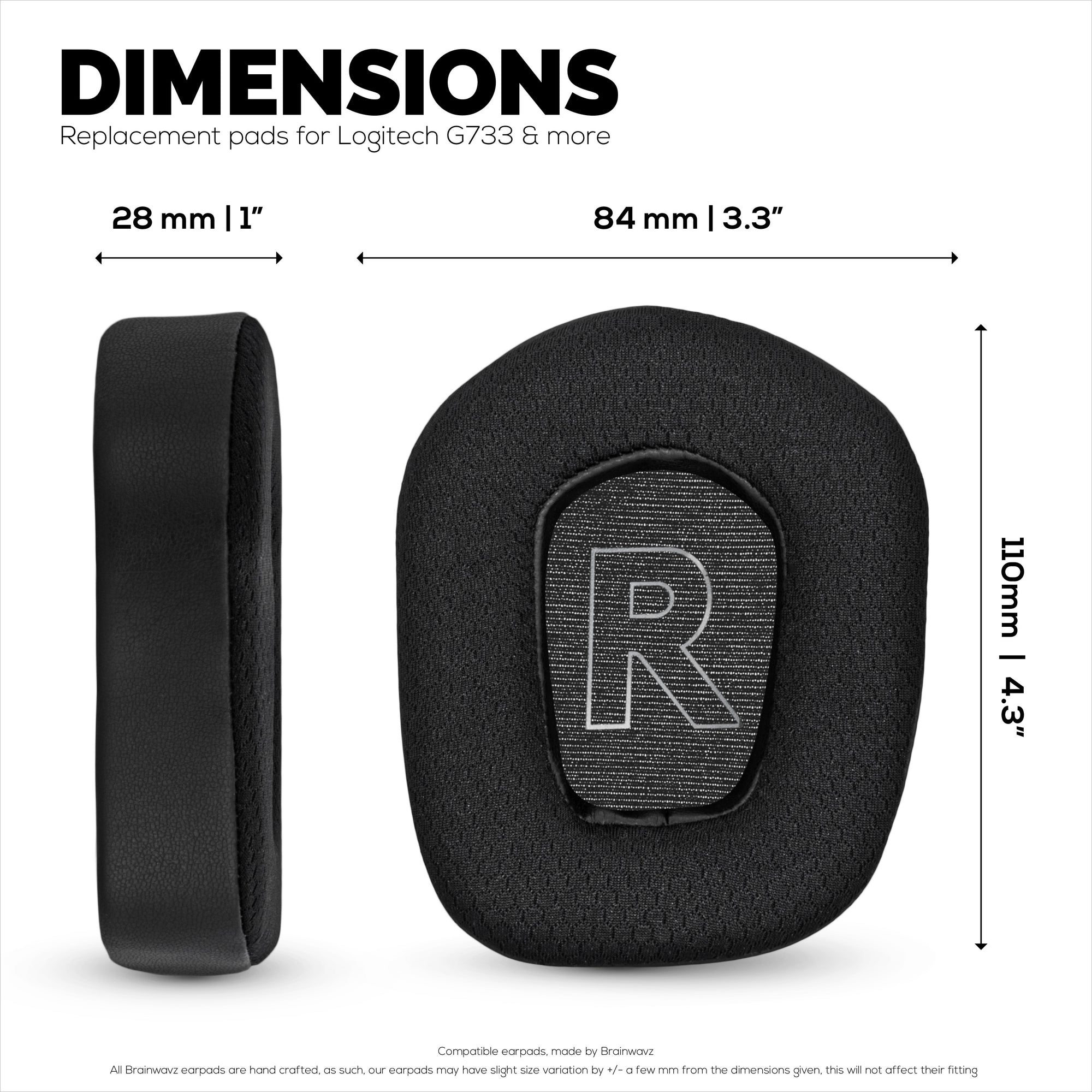 Hybrid Earpads for Logitech G733, G335 &amp; G535 Headsets, Cooling Gel, Super Soft Fabric &amp; Thicker Memory Foam