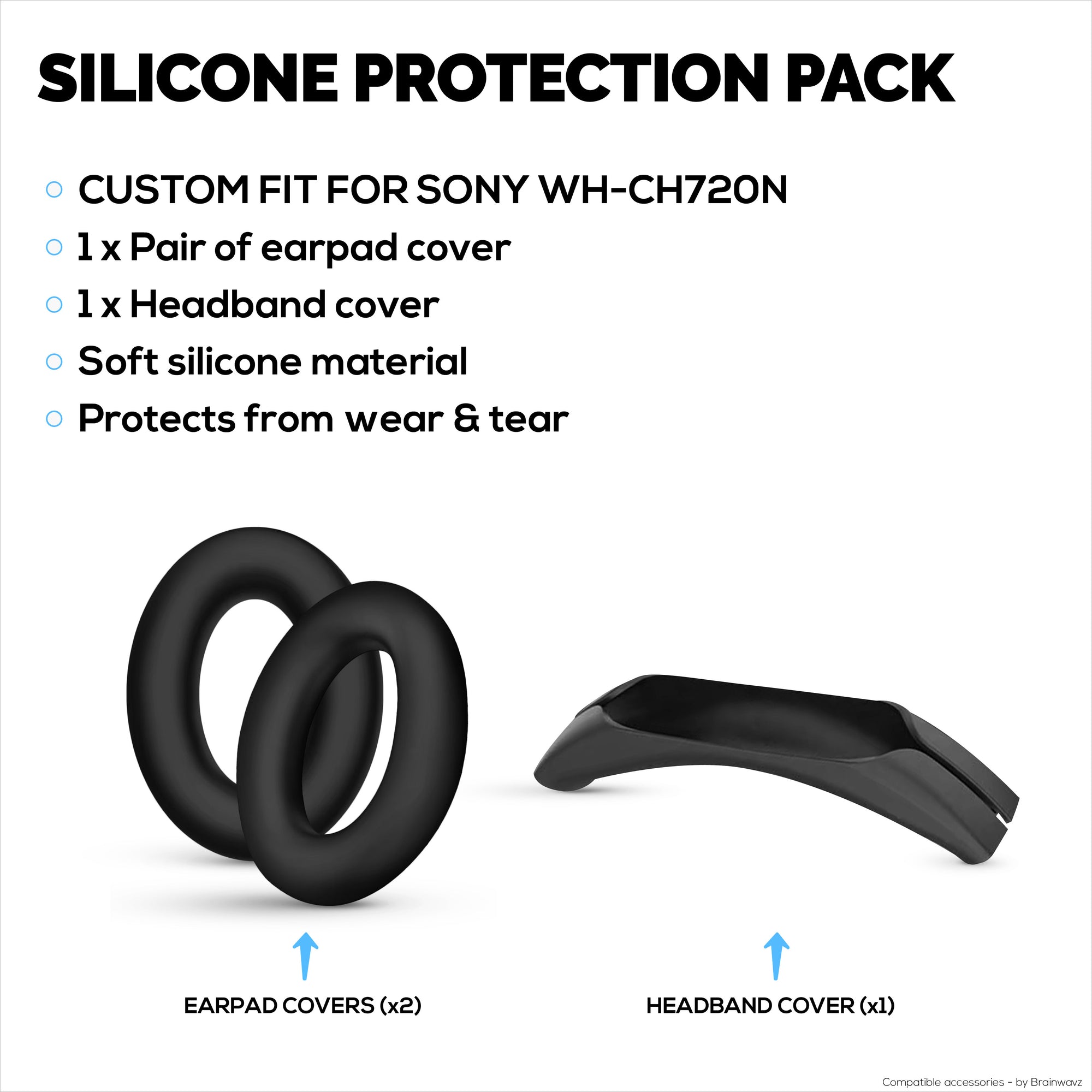 Silicone Protective Cover Set for Sony WH-CH720N - Headband &amp; Earpad Covers – Sweatproof, Dustproof, Non-Slip &amp; Easy to Install