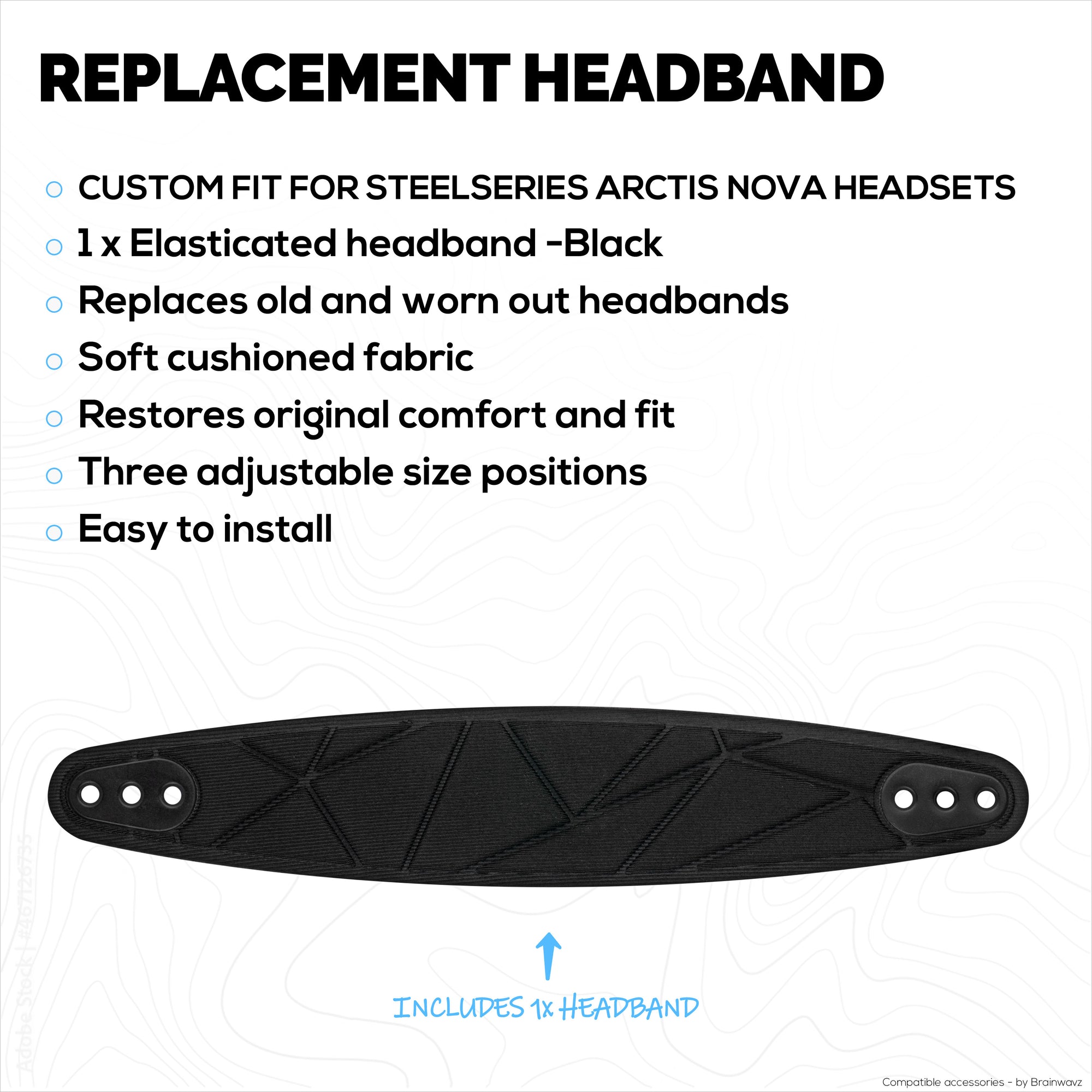 Replacement Headband for SteelSeries Arctis Nova 7P &amp; 7X &amp; More – Cotton-Rich Elastic Suspension Band with 3 Size Settings