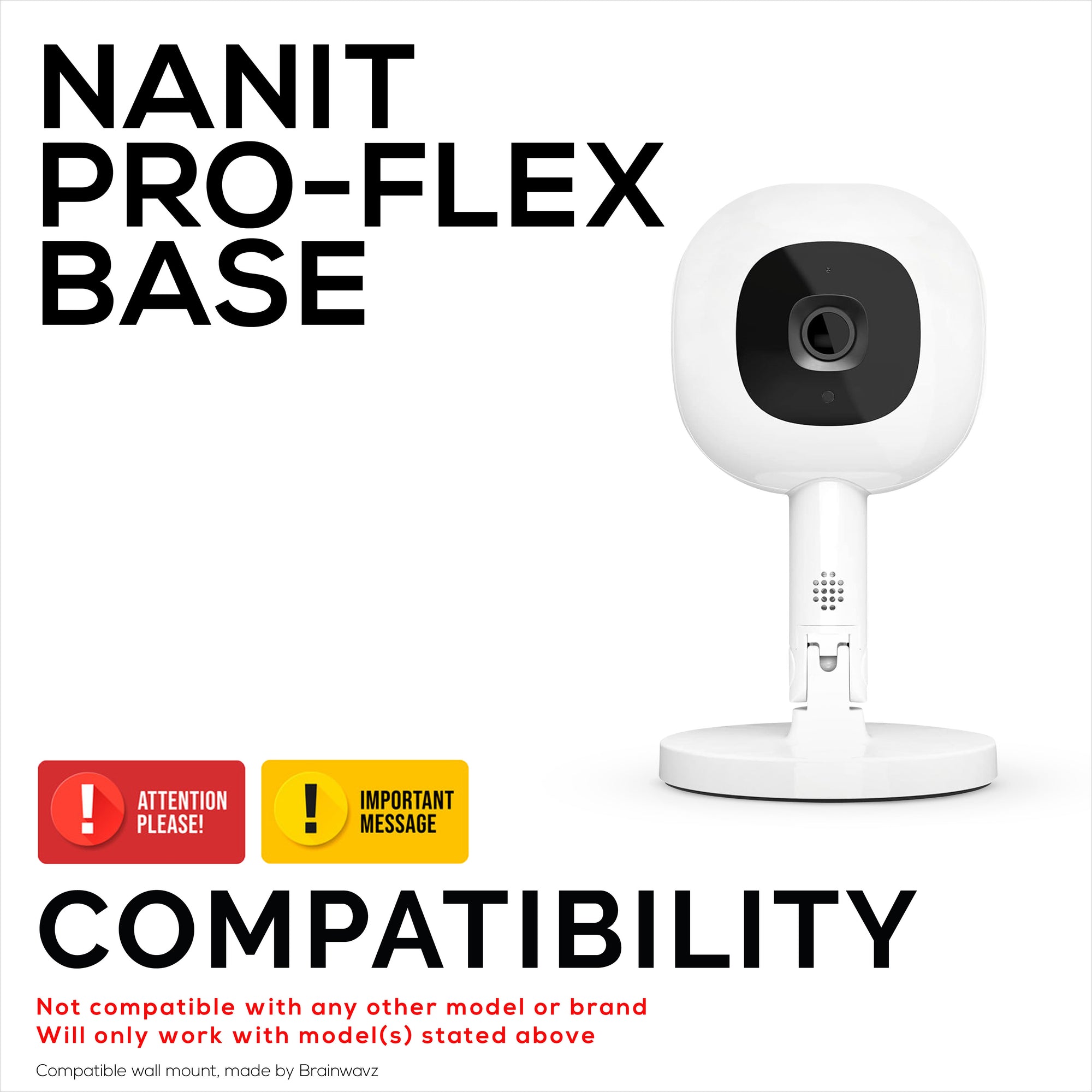 Wall Mount for Nanit Pro Flex Base &amp; Camera  – Easy Install Custom Fit Bracket with 3M VHB Tape &amp; Screws for Secure Mounting
