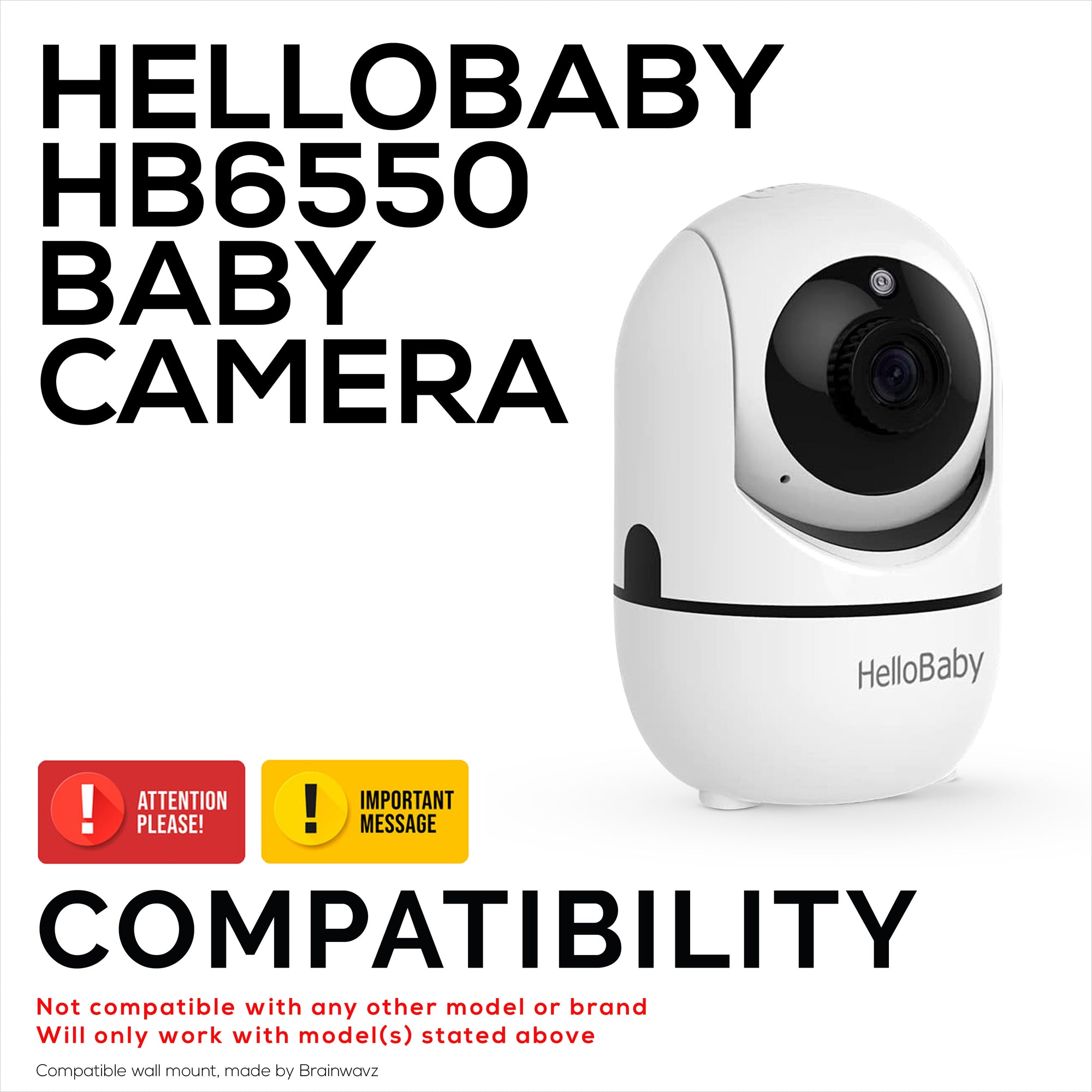 Wall Mount for HelloBaby HB6550 Baby Camera  – Easy Install Custom Fit Bracket with 3M VHB Tape &amp; Screws for Secure Mounting