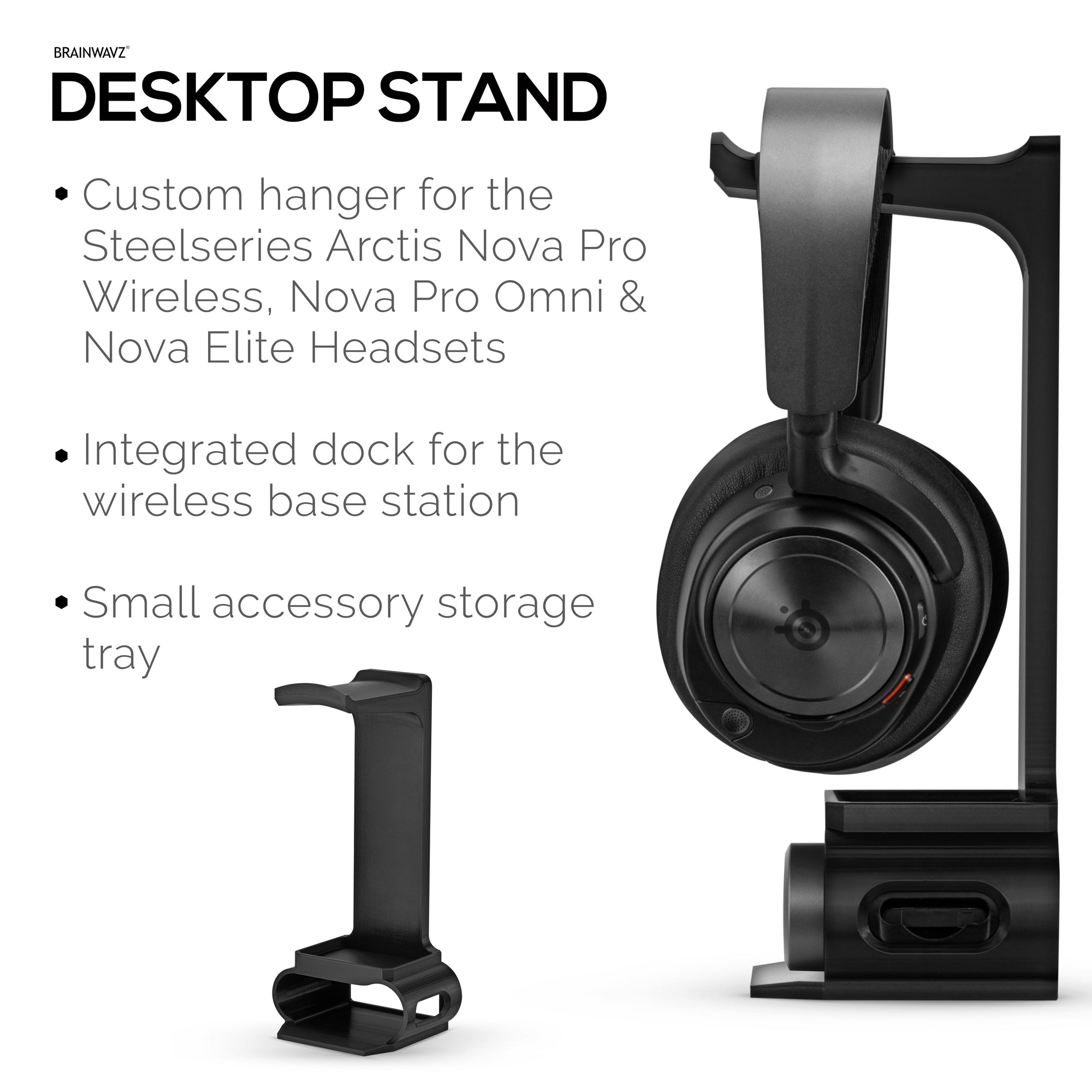Headphone Stand Designed for Steelseries Arctis Nova Pro Wireless, Nova Pro Omni &amp; Nova Elite Headsets with Dock for the Wireless Base Station