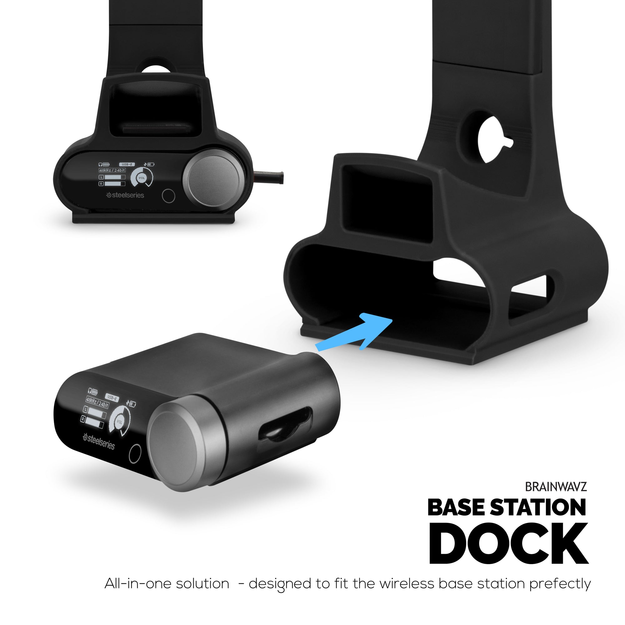 Headphone &amp; Game Controller Stand Designed for Steelseries Arctis Nova Pro Wireless, Nova Pro Omni &amp; Nova Elite Headsets with Dock for the Wireless Base Station