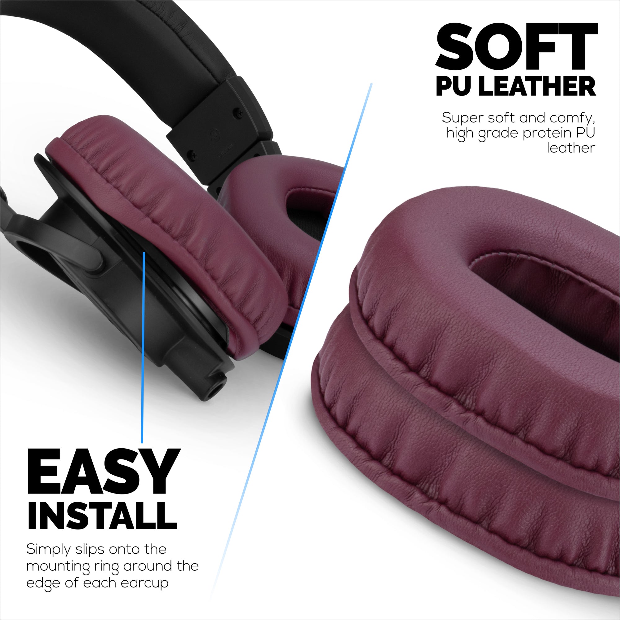 Replacement Earpads for ATH-M50X, M50xBT, M50RD, M40X, M30X, M20X Audio Technica Headsets. Soft PU Leather with Memory Foam for Extra Comfort &amp; Durability