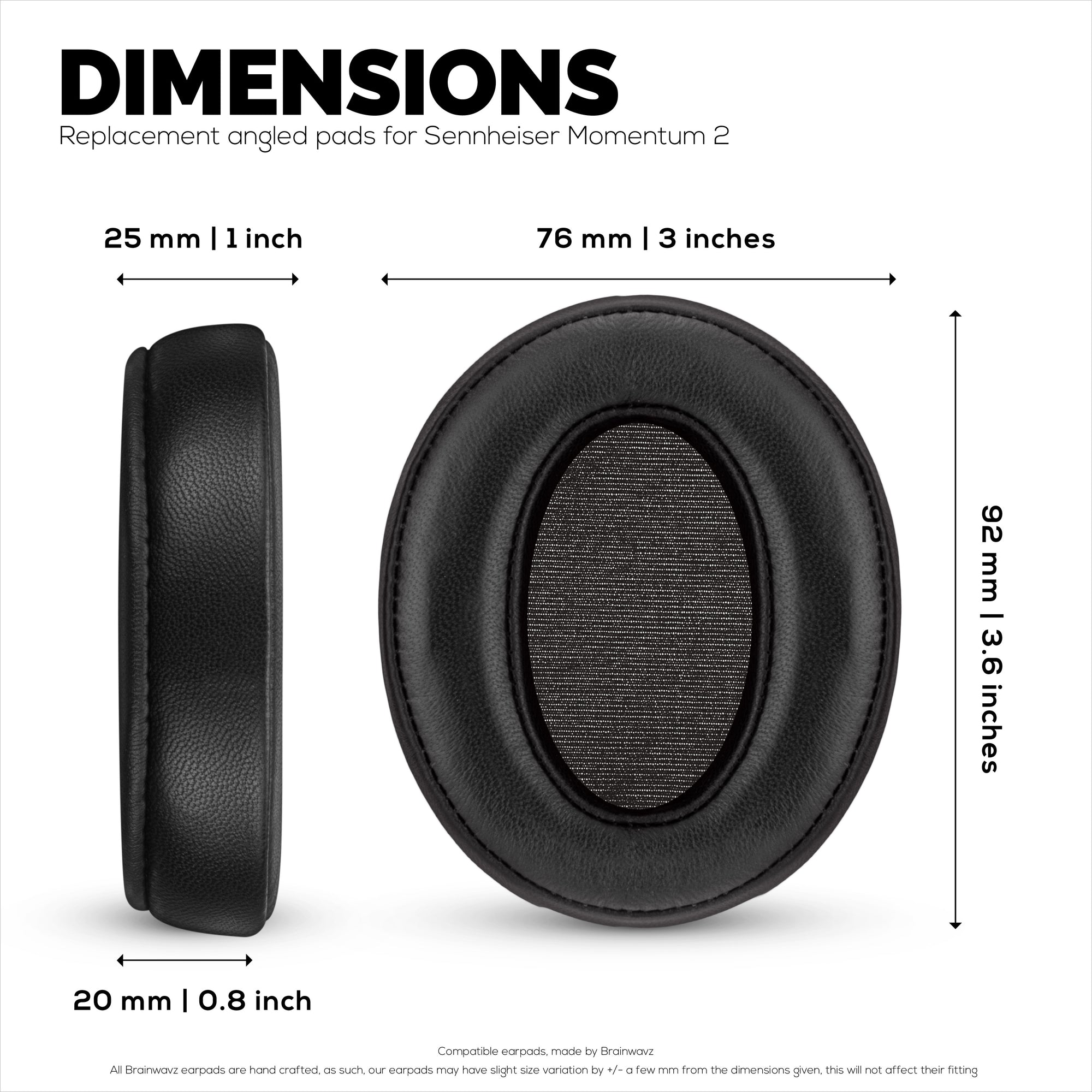 Replacement Earpads for Sennheiser Momentum 2 Headphones - Soft Real Leather + Memory Foam for Extra Comfort