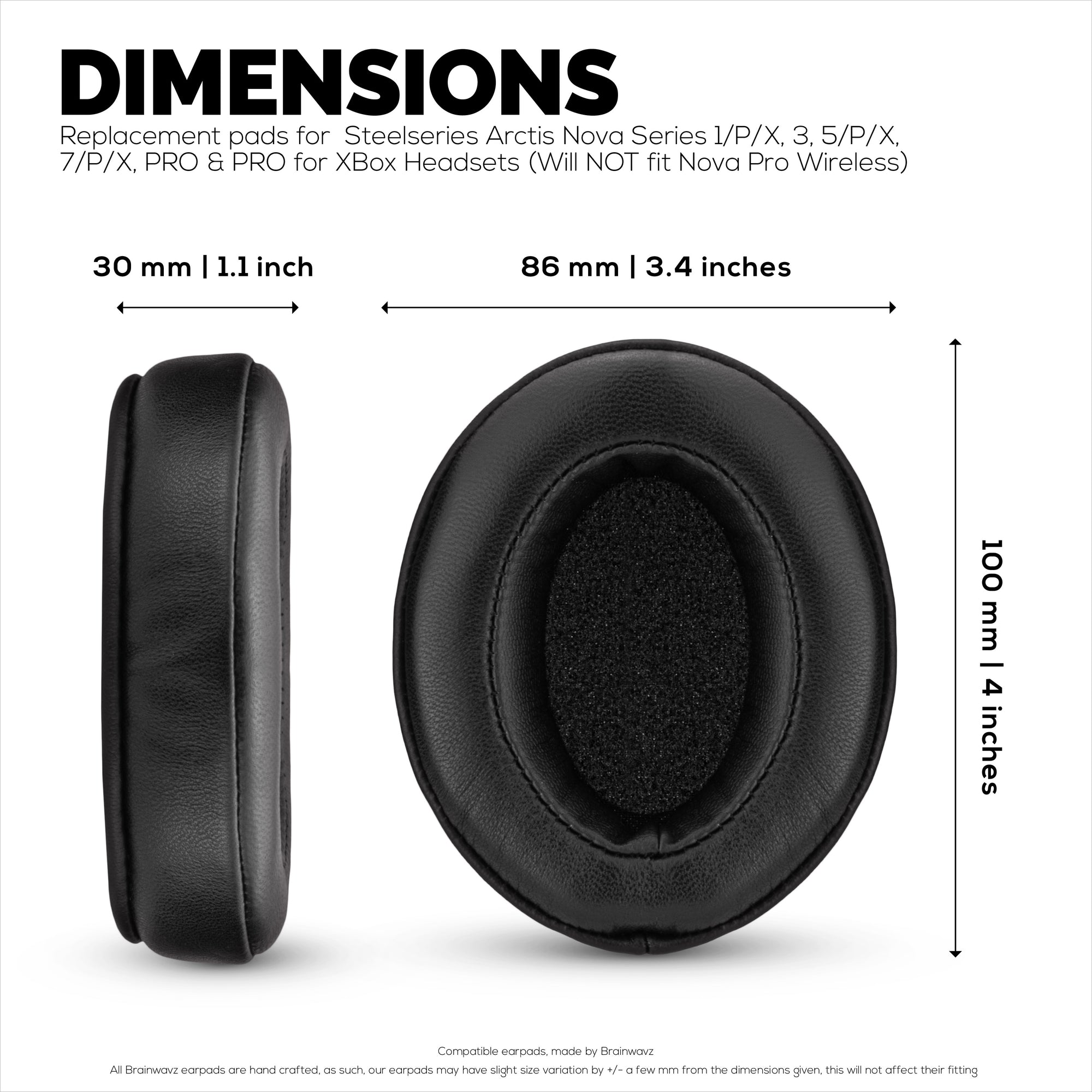 Replacement Leather Earpads for for Steelseries Arctis Nova Series 1/P/X 3 5/P/X 7/P/X PRO &amp; PRO for XBox Headsets, Soft Real Leather + Memory Foam
