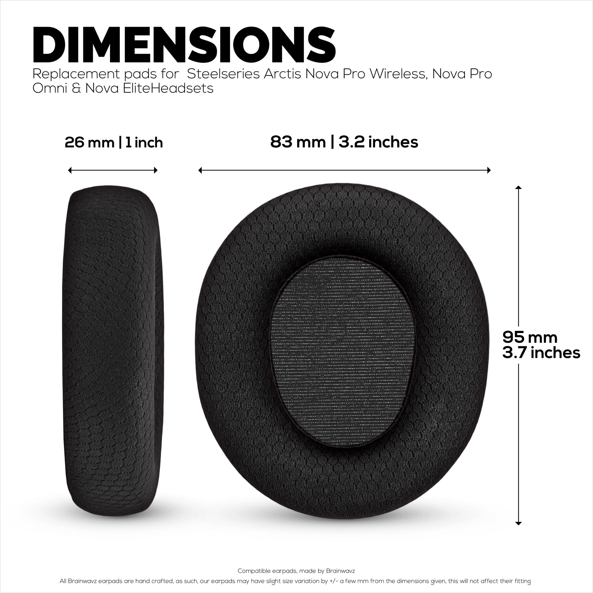 Fabric Earpads for Steelseries Arctis Nova Pro Wireless, Nova Pro Omni &amp; Nova Elite Headsets, Breathable Mesh Fabric &amp; High-Grade Memory Foam