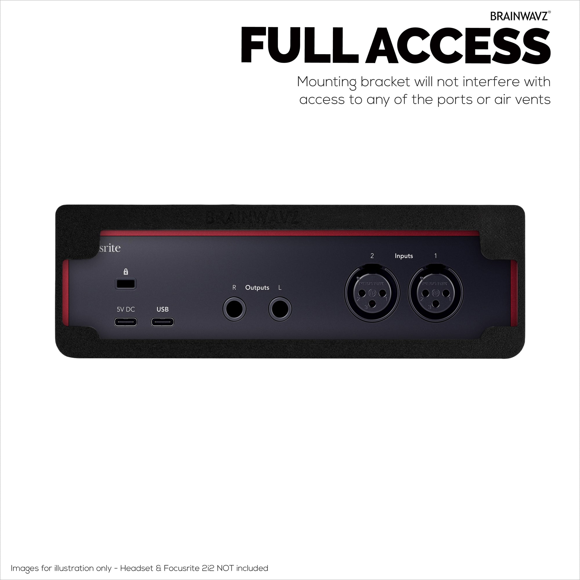 Under Desk Mounting Bracket Compatible with Focusrite Scarlett 2i2 Gen 4 - Space Saving Dock, Easy to Install, Adhesive &amp; Screw-In, Reduce Clutter, Free Desktop Space