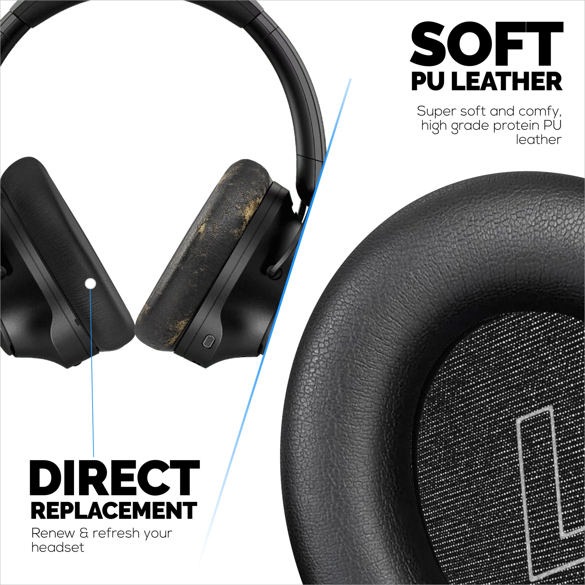 Replacement Earpads for HyperX Cloud Mix 2 Wireless Over-Ear Headphones. High Grade Protein PU Leather with Soft Foam for Extra Comfort &amp; Durability