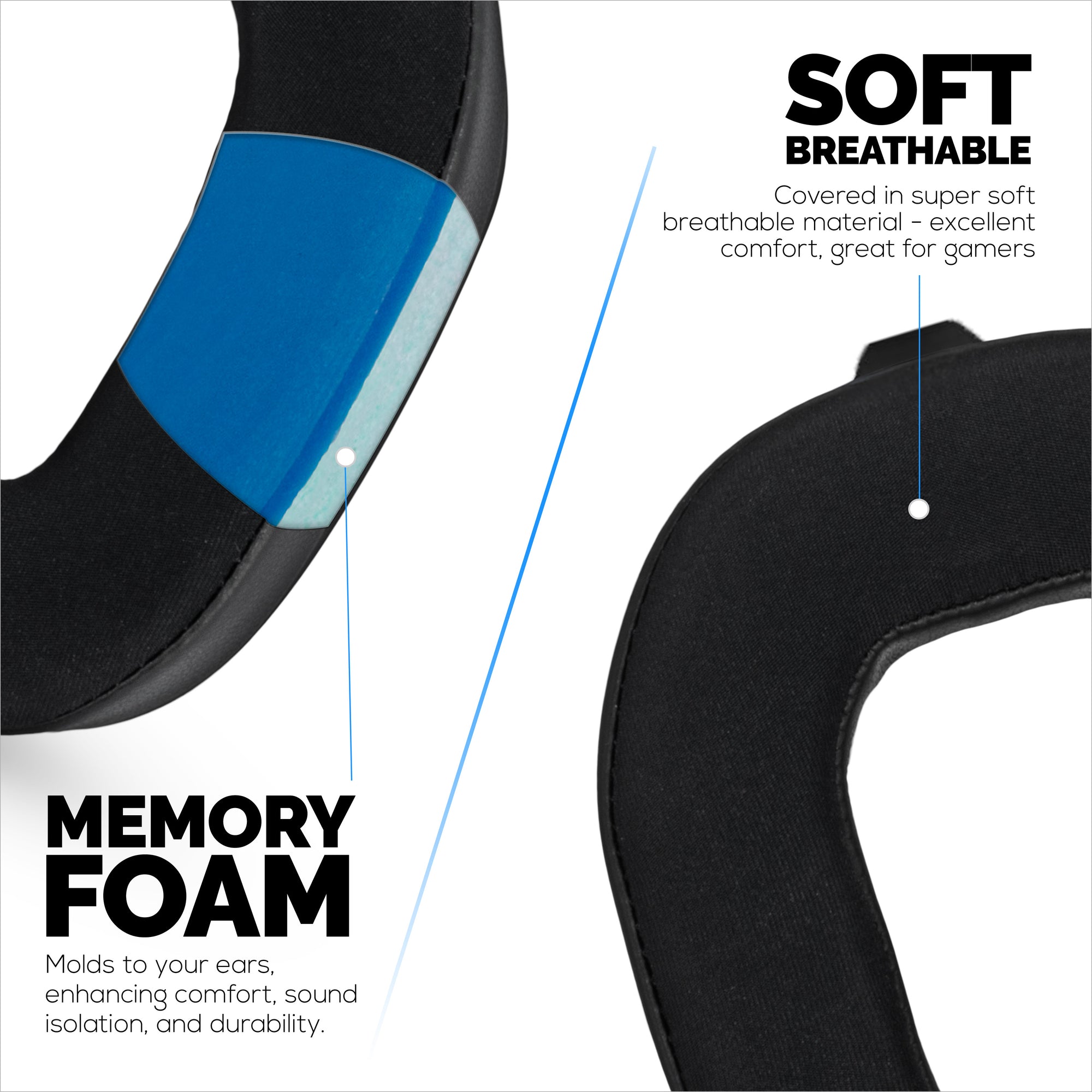 Hybrid Earpads for Logitech Astro A50 GEN4, A50 GEN5 and A50X Headsets. Cooling Gel Gaming Cushions with Super Soft Fabric &amp; Thick Memory Foam