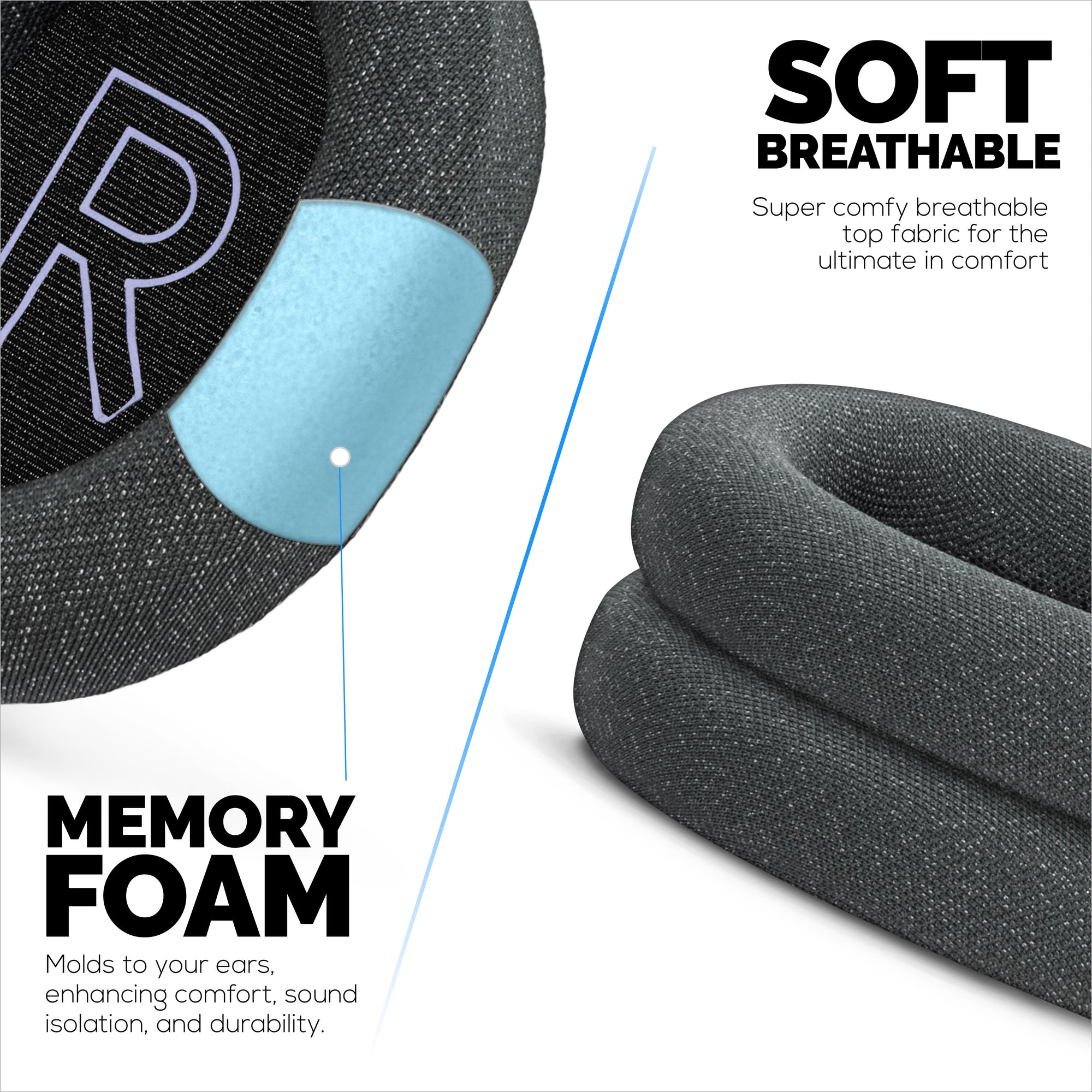 Mesh Fabric Earpads for Logitech G522 Lightspeed Headset, Breathable Mesh Fabric &amp; High-Grade Memory Foam - Thicker, Comfier &amp; Long Lasting