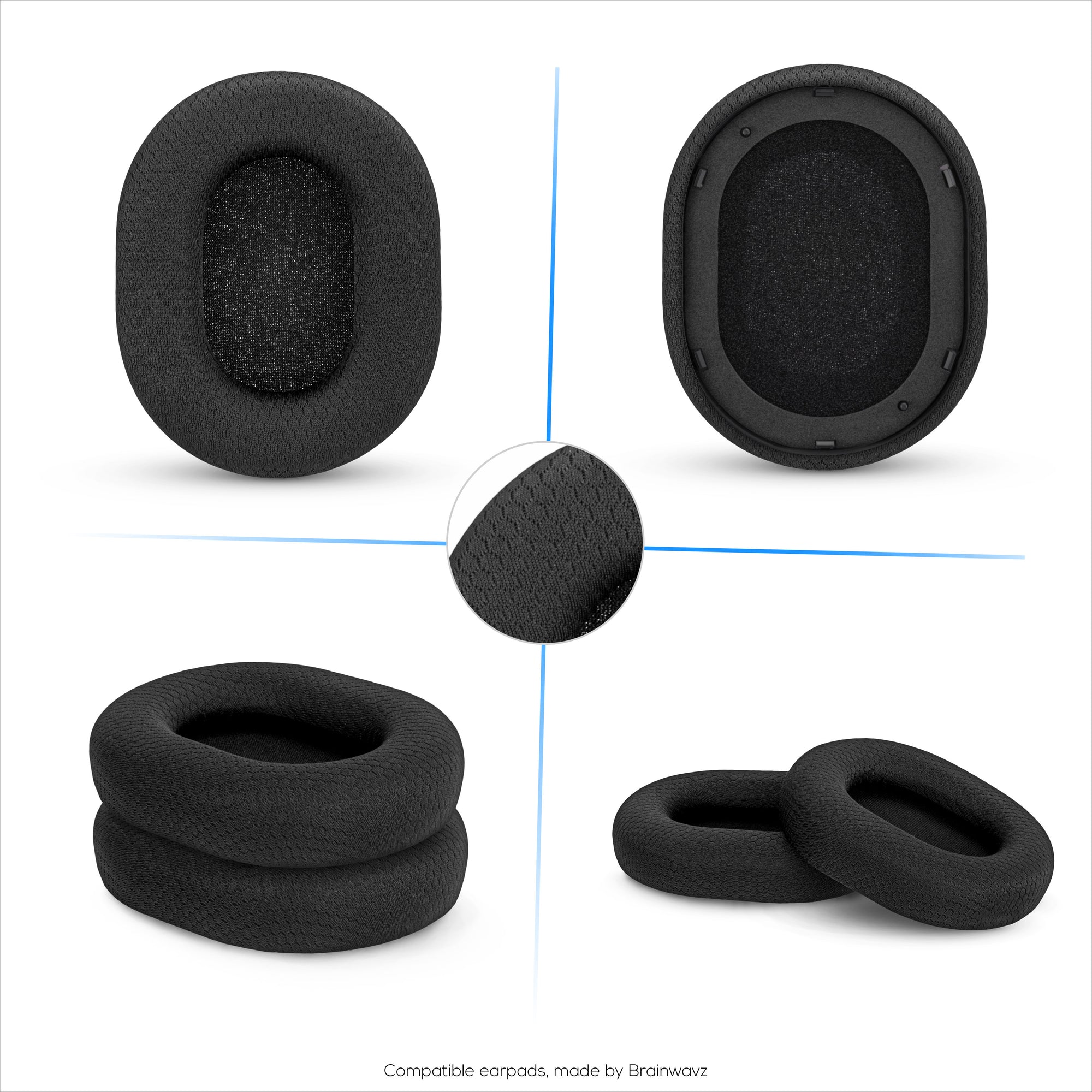 Mesh Fabric Earpads for Razer Blackshark V2 Pro 2023 Headsets - Breathable Mesh Fabric &amp; High-Grade Memory Foam