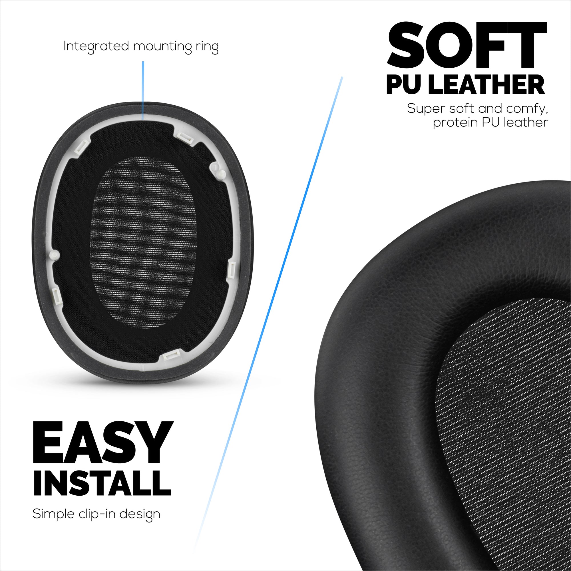 Replacement Earpads for Sony WH-1000XM6 Headphones - Soft PU Protein Leather Cushions - East Install