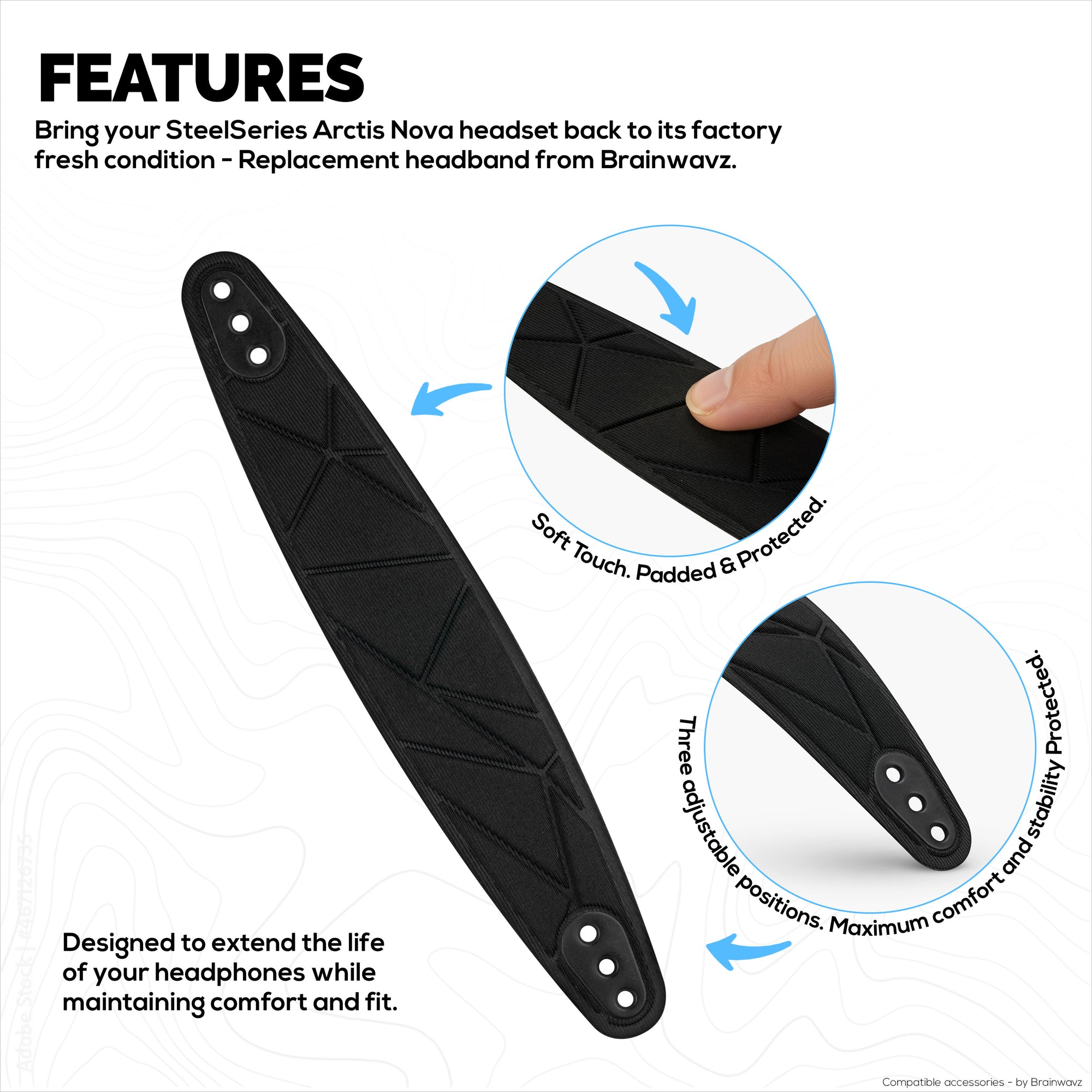 Replacement Headband for SteelSeries Arctis Nova 7P &amp; 7X &amp; More – Cotton-Rich Elastic Suspension Band with 3 Size Settings